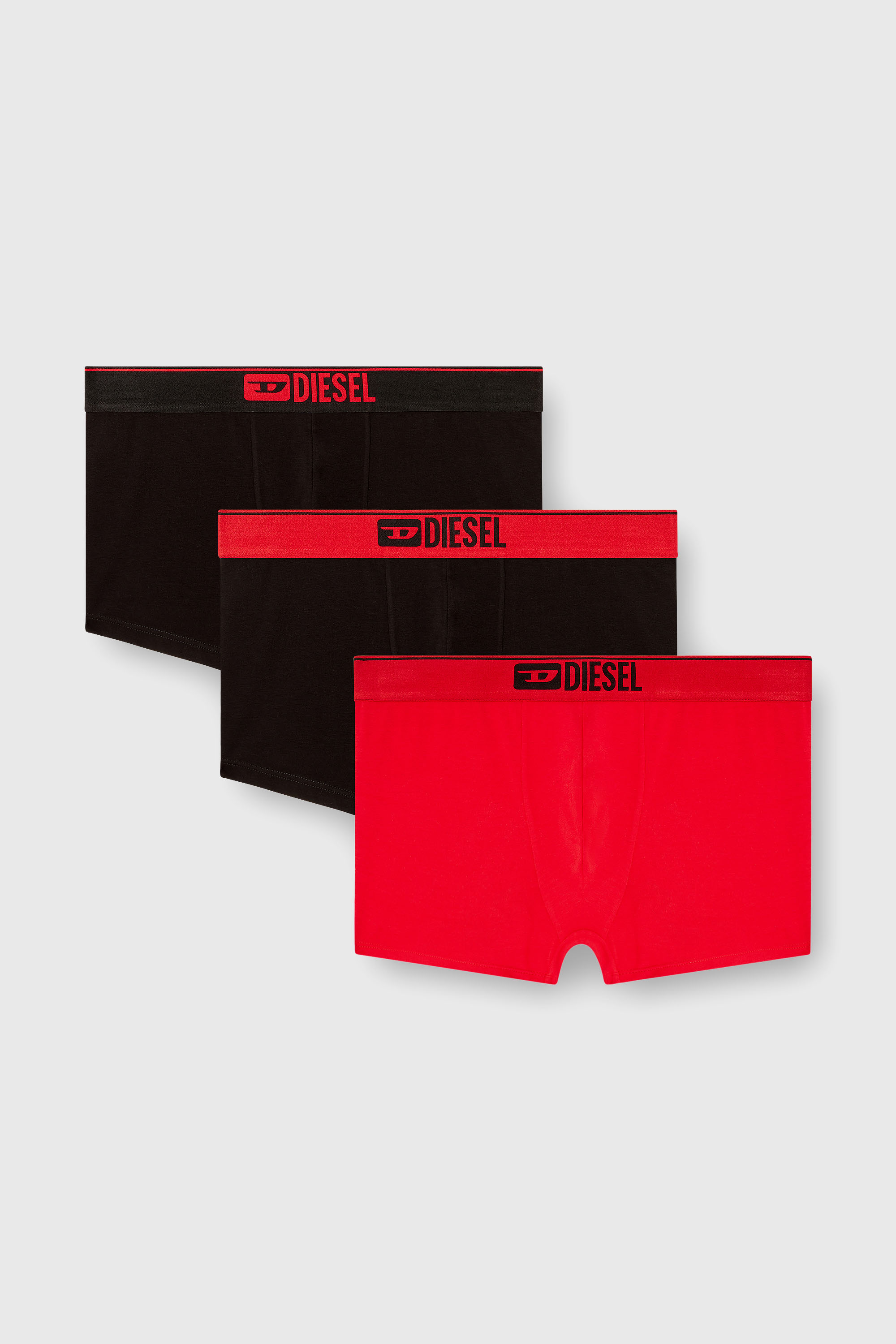 Diesel - UMBX-DAMIENTHREEPACK, Man's Three-pack of plain boxer briefs in Red/Black - 2