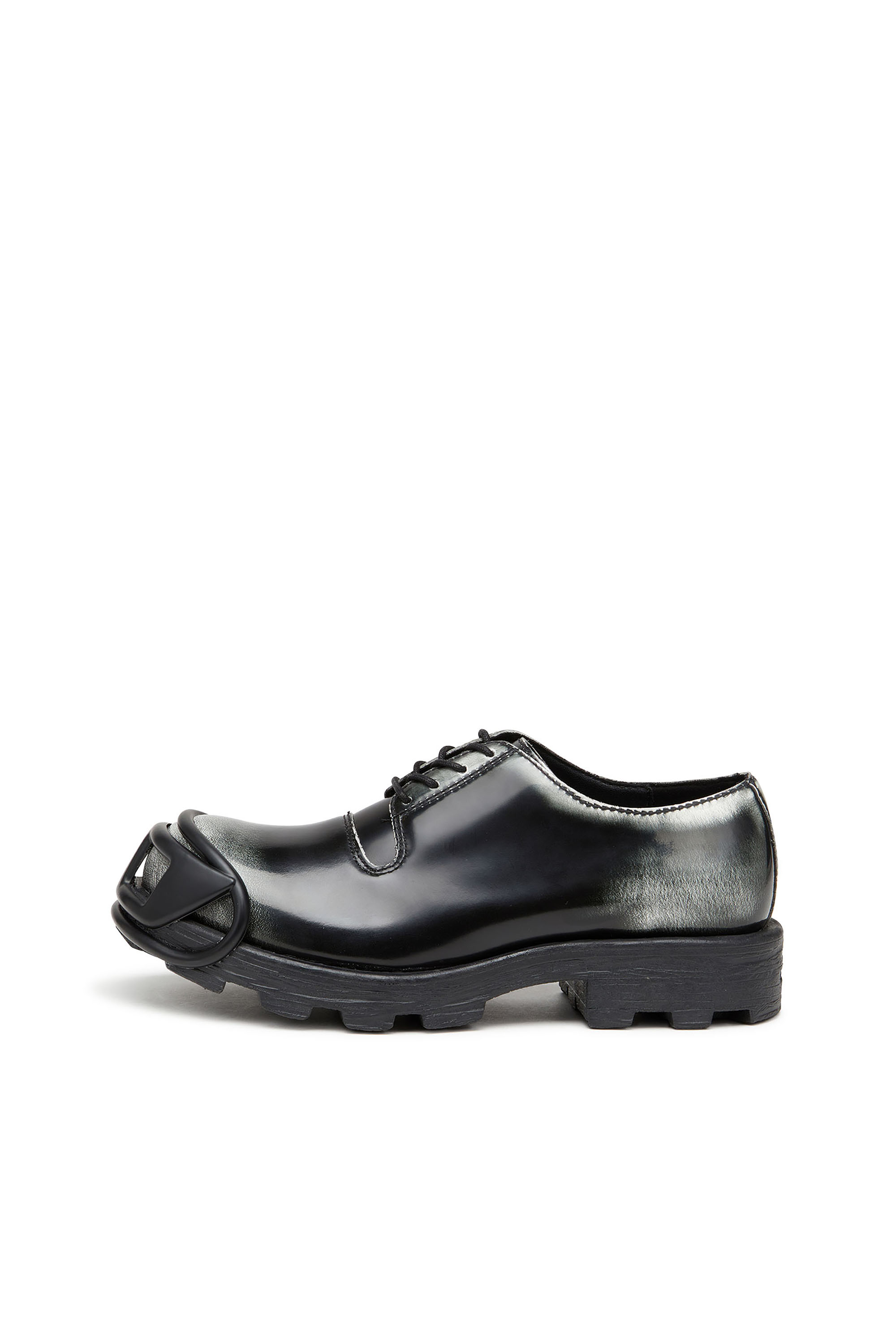 D-HAMMER SO D, Black/White Diesel - D-HAMMER SO D, Man's D-Hammer-Derby shoes in shiny two-tone leather in Black/White - 7
