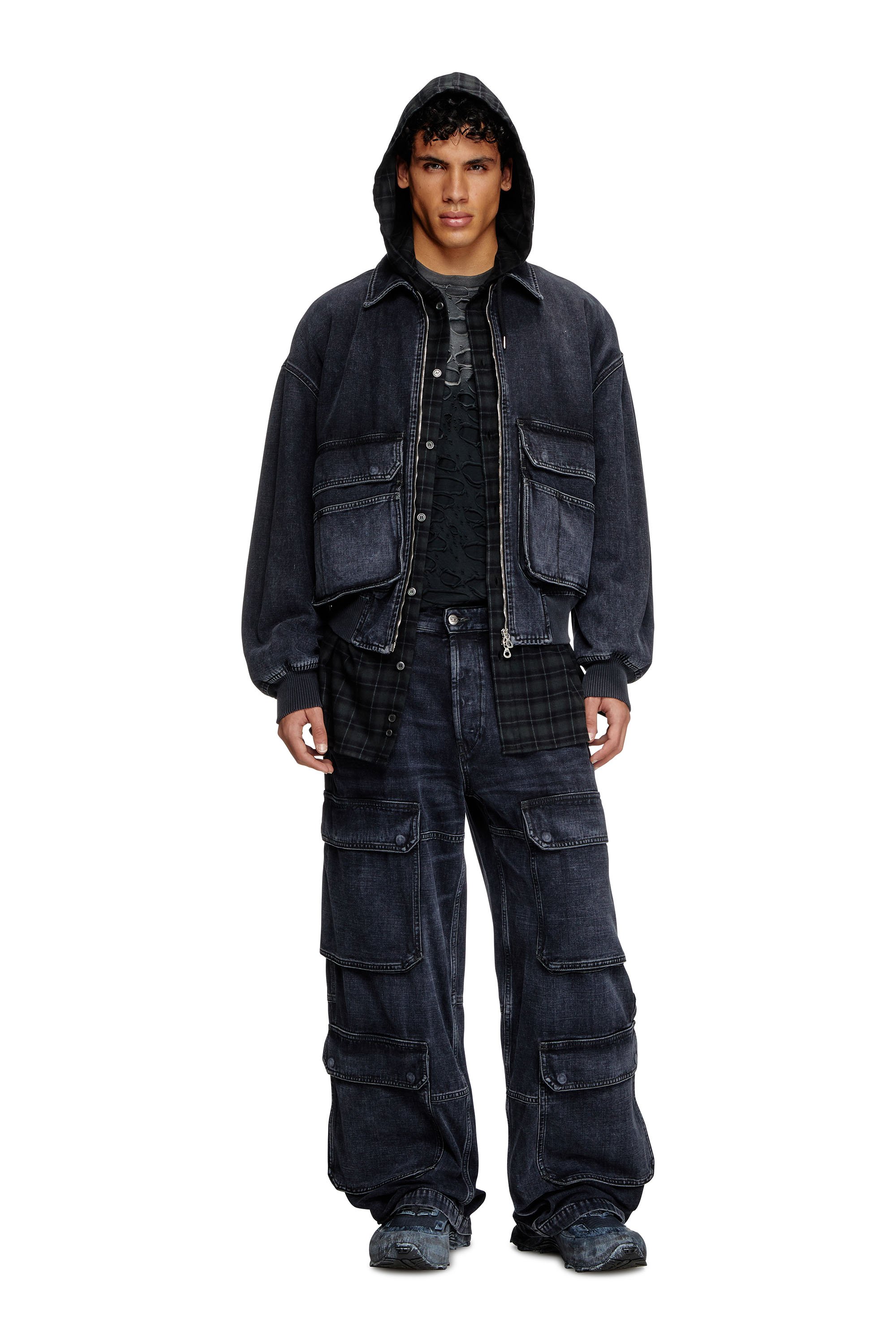 Diesel - D-KURZ, Unisex's Jacket in batavia-weave denim in Black - 3