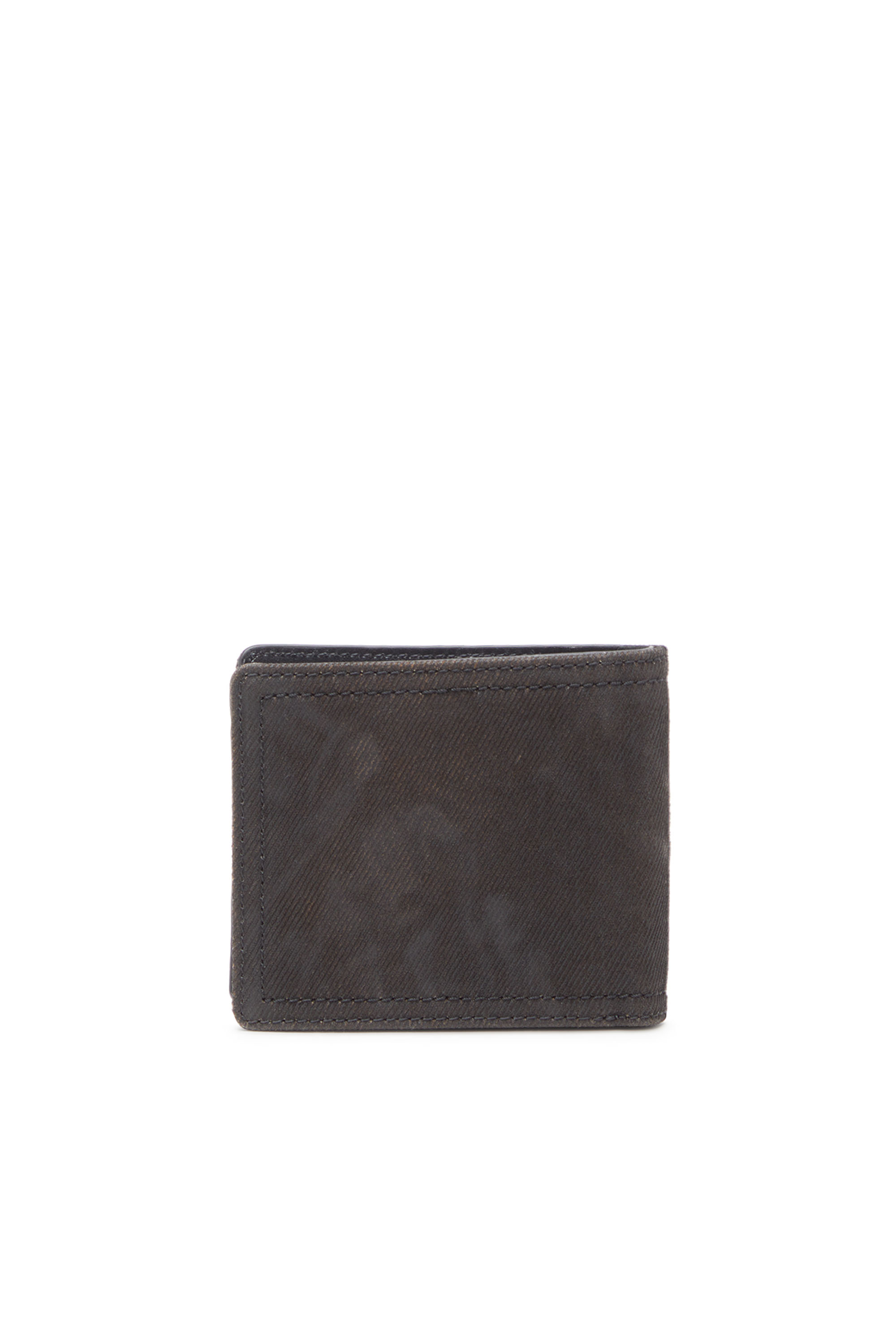 Diesel - MULTI-PKTS BI FOLD COIN S 3D, Man's Bi-fold wallet in coated flocked denim in Black - 2