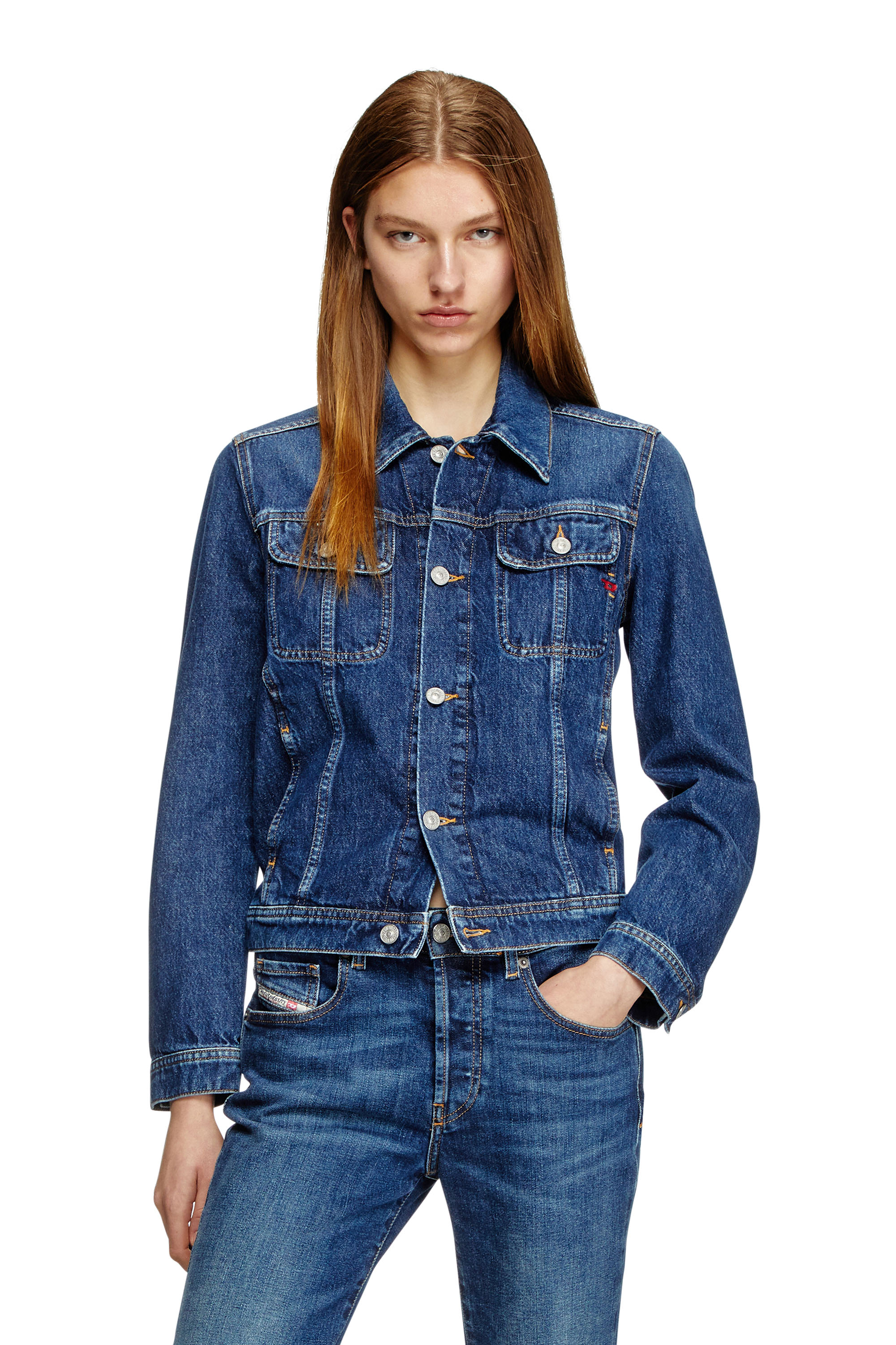 Diesel - DE-BONNY, Woman's Trucker jacket in denim in Dark Blue - 3