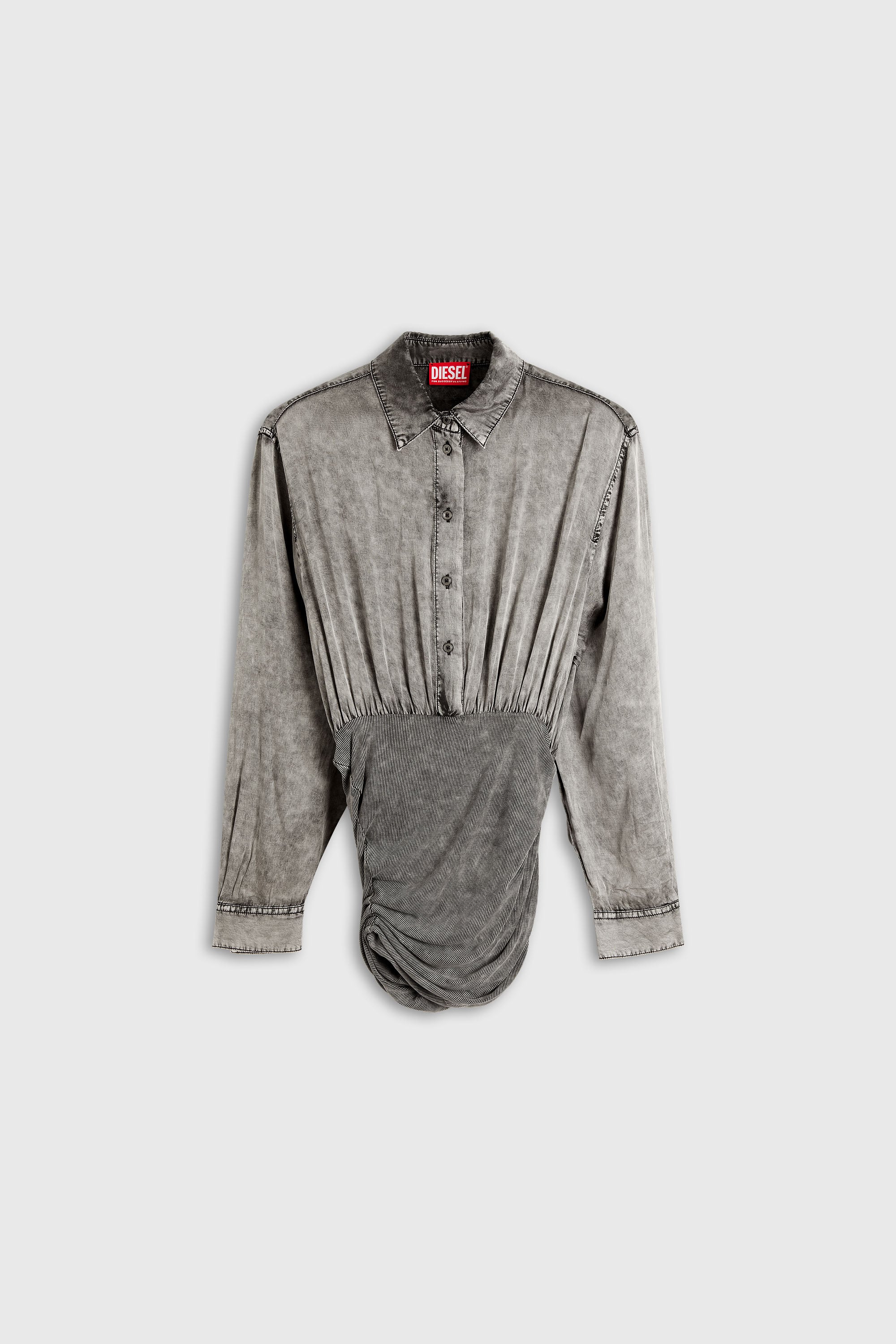 Diesel - C-ASSIA-B1, Woman's Satin shirt with twisted waist section in Dark grey - 2