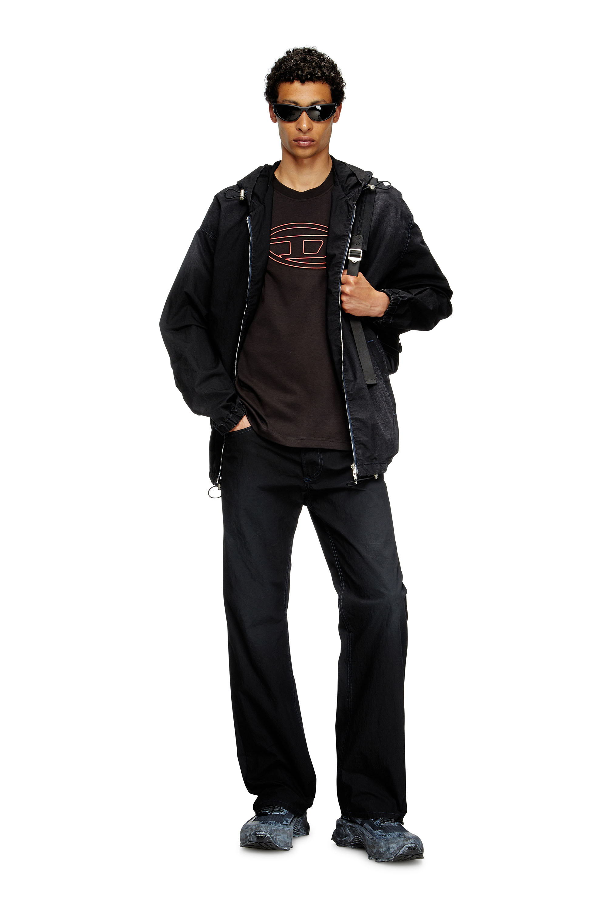 Diesel - T-ADJUST-BIGOVAL, Man's T-shirt with embossed Oval D in Black/Red - 2