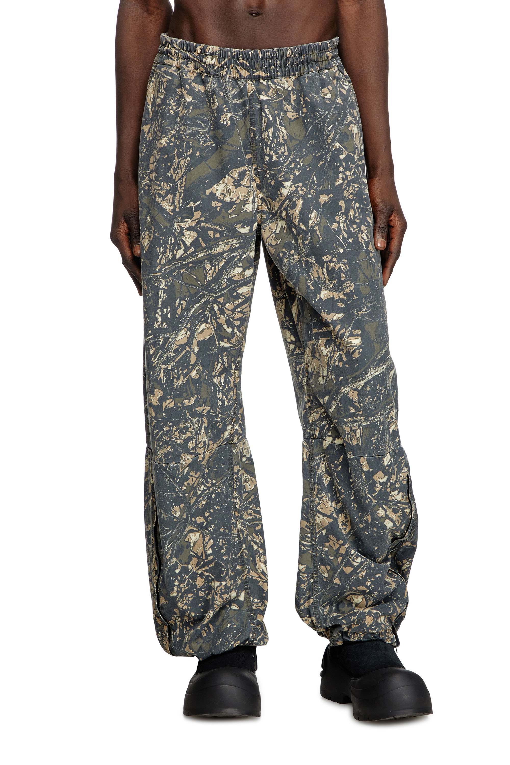 Diesel - P-LINT, Man's Stylised camo utility pants in Green/Brown - 1