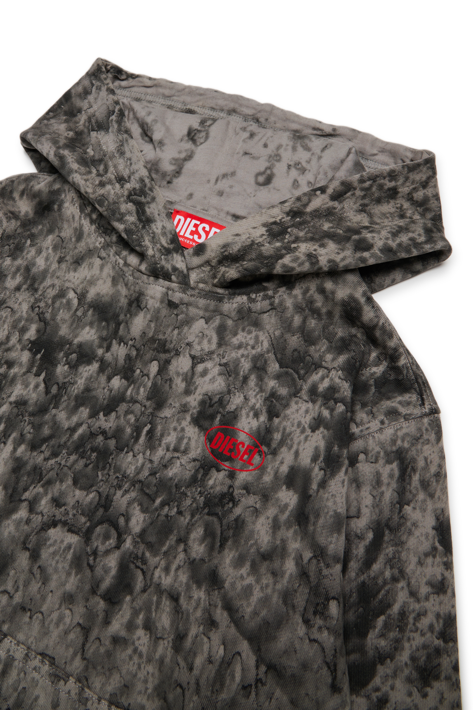 Diesel - SBOXTHOODK1 OVER, Man's Cotton hoodie with all-over print in Dark grey - 3