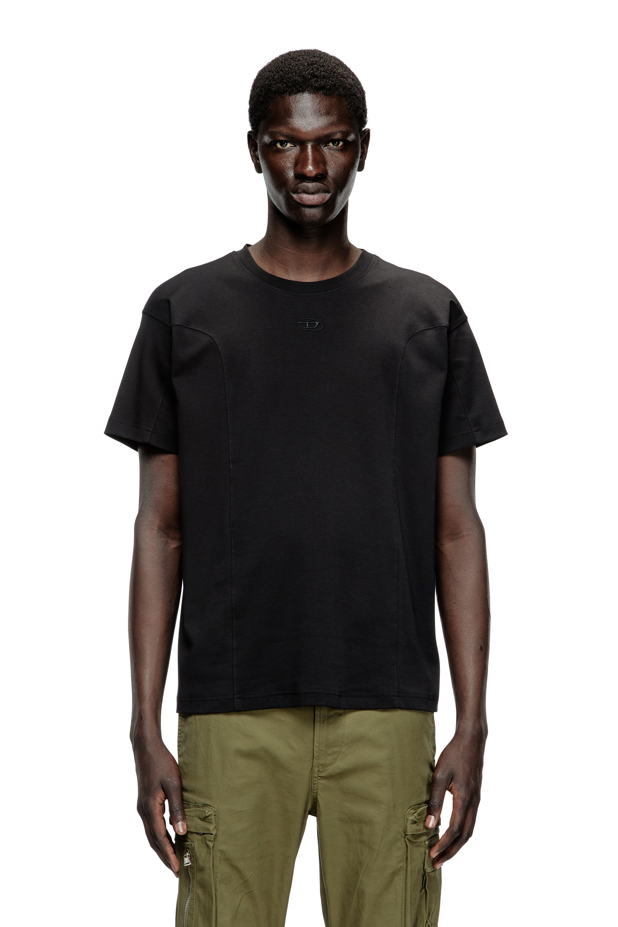 Diesel - T-NORM-INT, Man's Short-sleeve T-shirt with panels in Black - 1