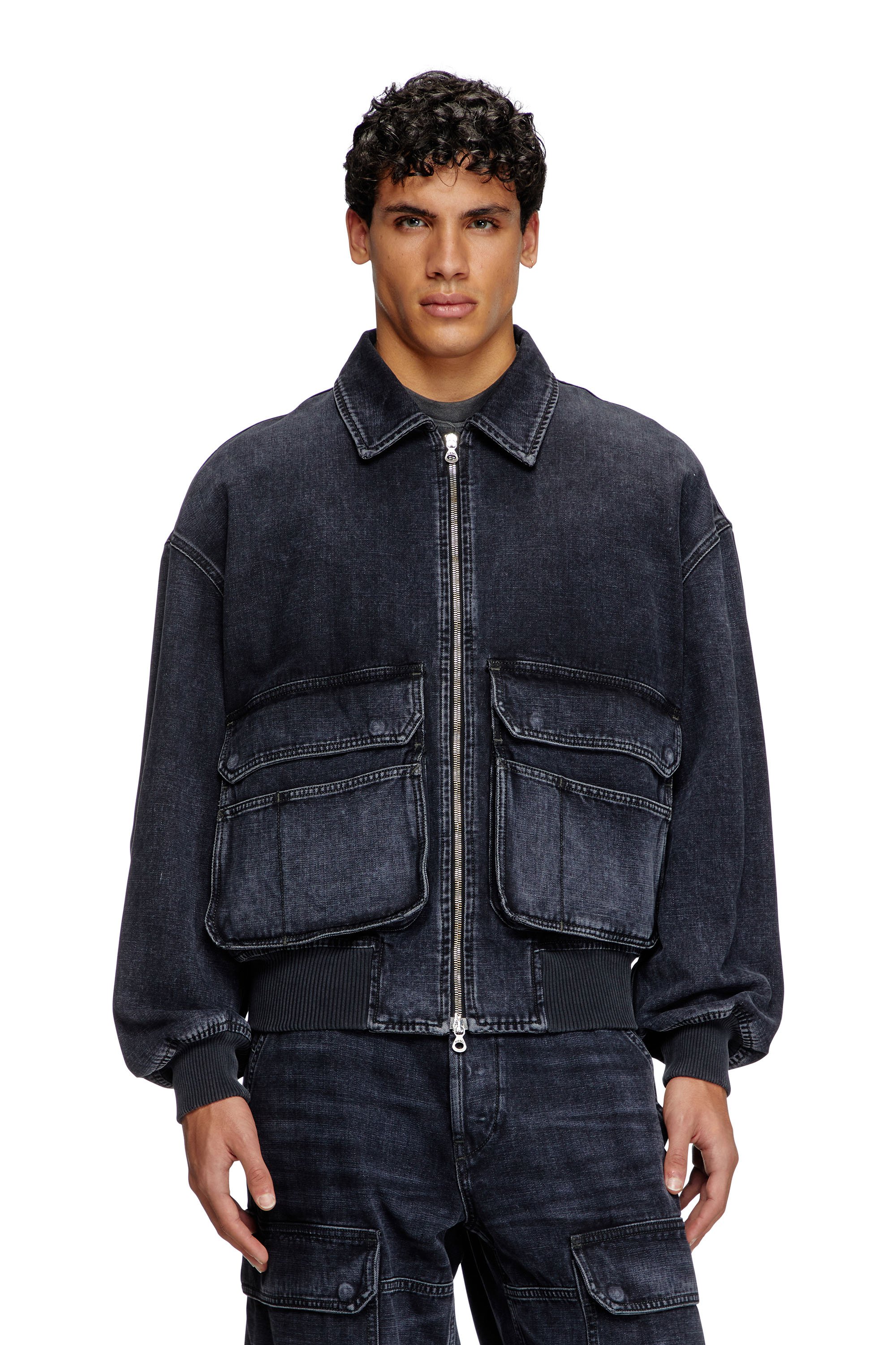 Diesel - D-KURZ, Unisex's Jacket in batavia-weave denim in Black - 1