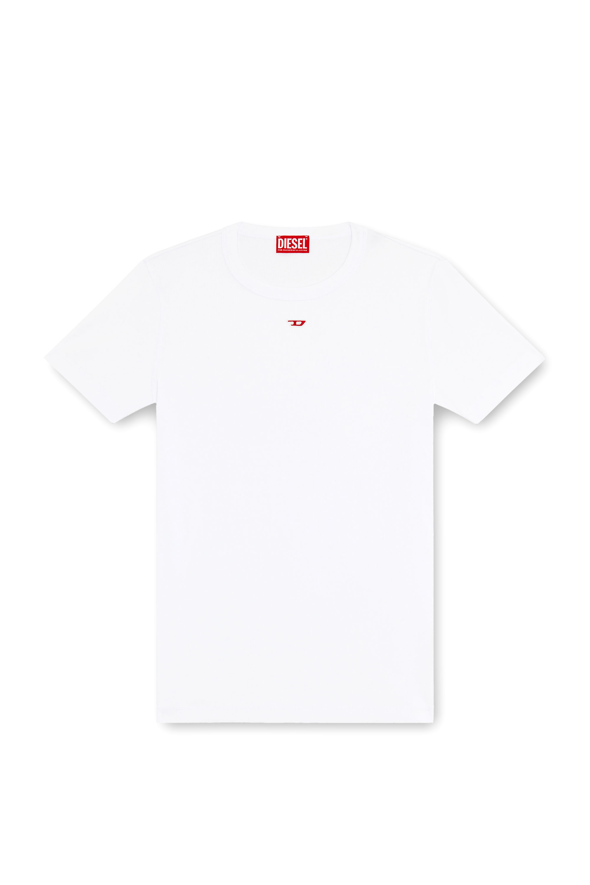 Diesel - D-RIBBER-N, Man's T-shirt with D patch in White - 3