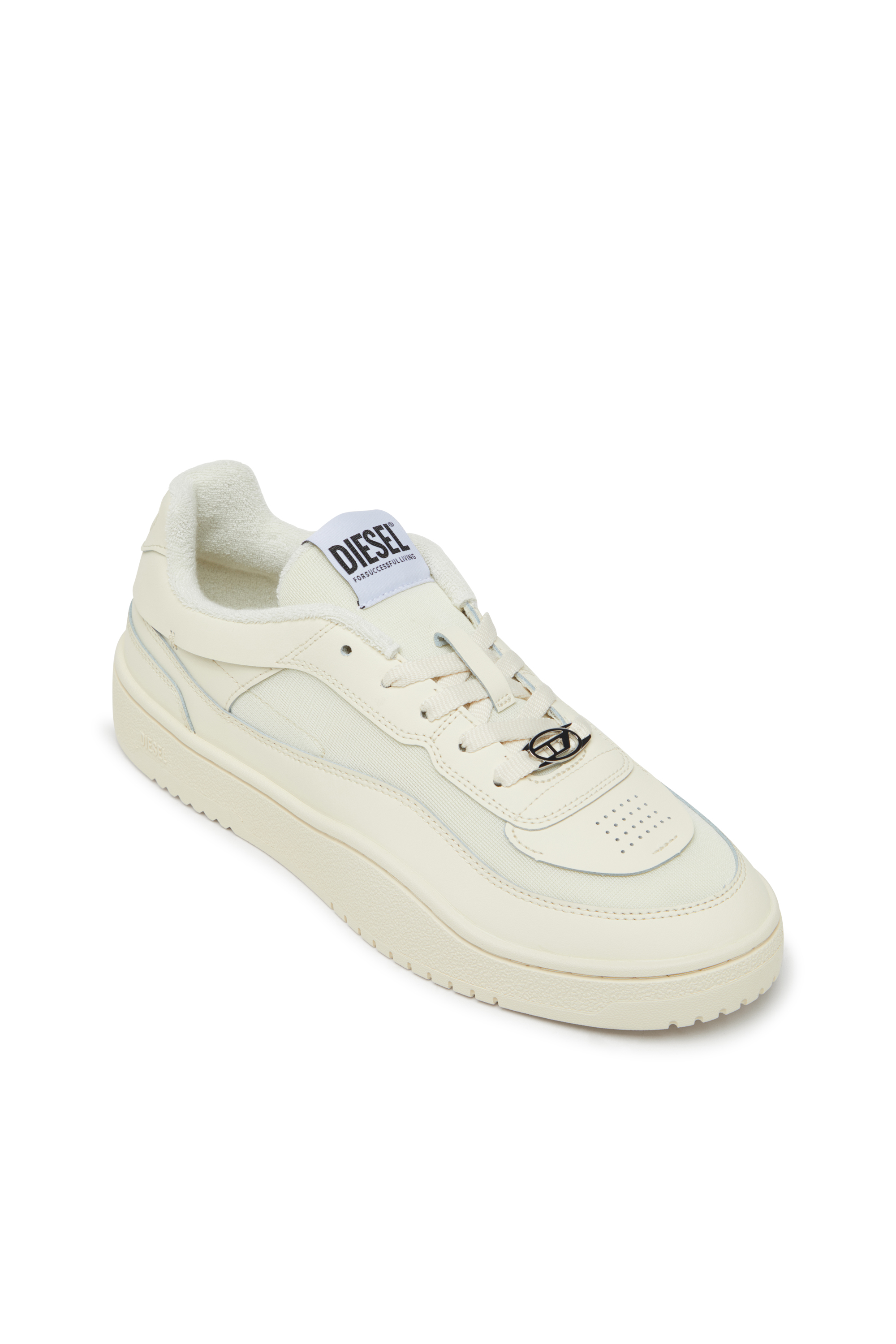 S-OVAL SKATE LOW, Beige Diesel - S-OVAL SKATE LOW, Man's S-Oval Skate-Fabric-panelled leather sneakers in Beige - 6