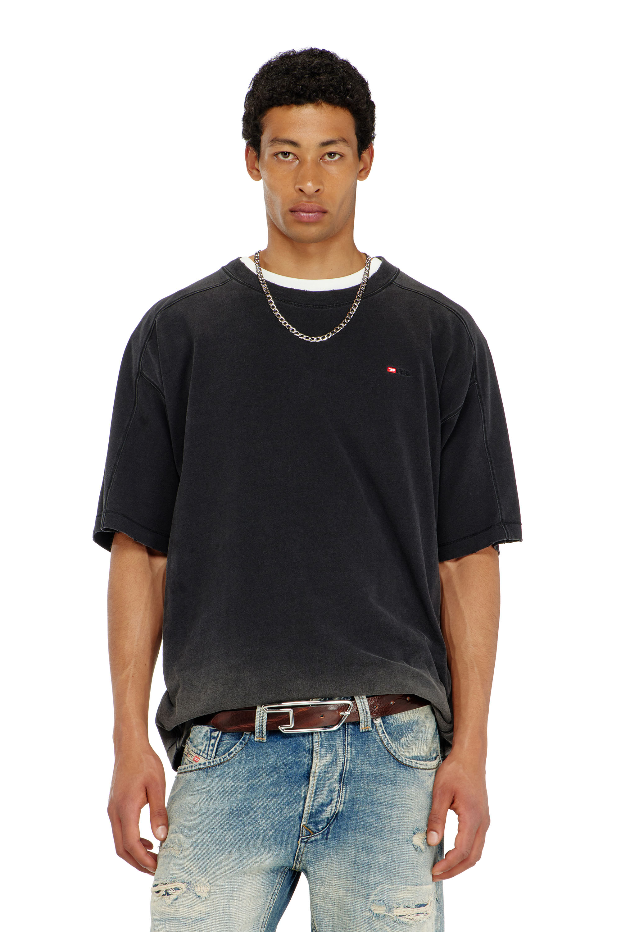 Diesel - T-CROX, Man's Cotton T-shirt with degrad&eacute; effect in Black - 1