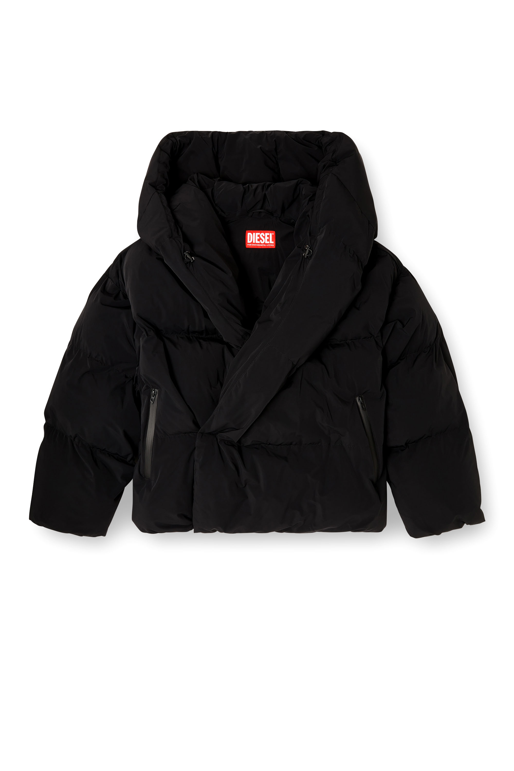 Diesel - J-SCOTTS-PADDED-A, Man's Wrap puffer jacket in stretch nylon in Black - 2
