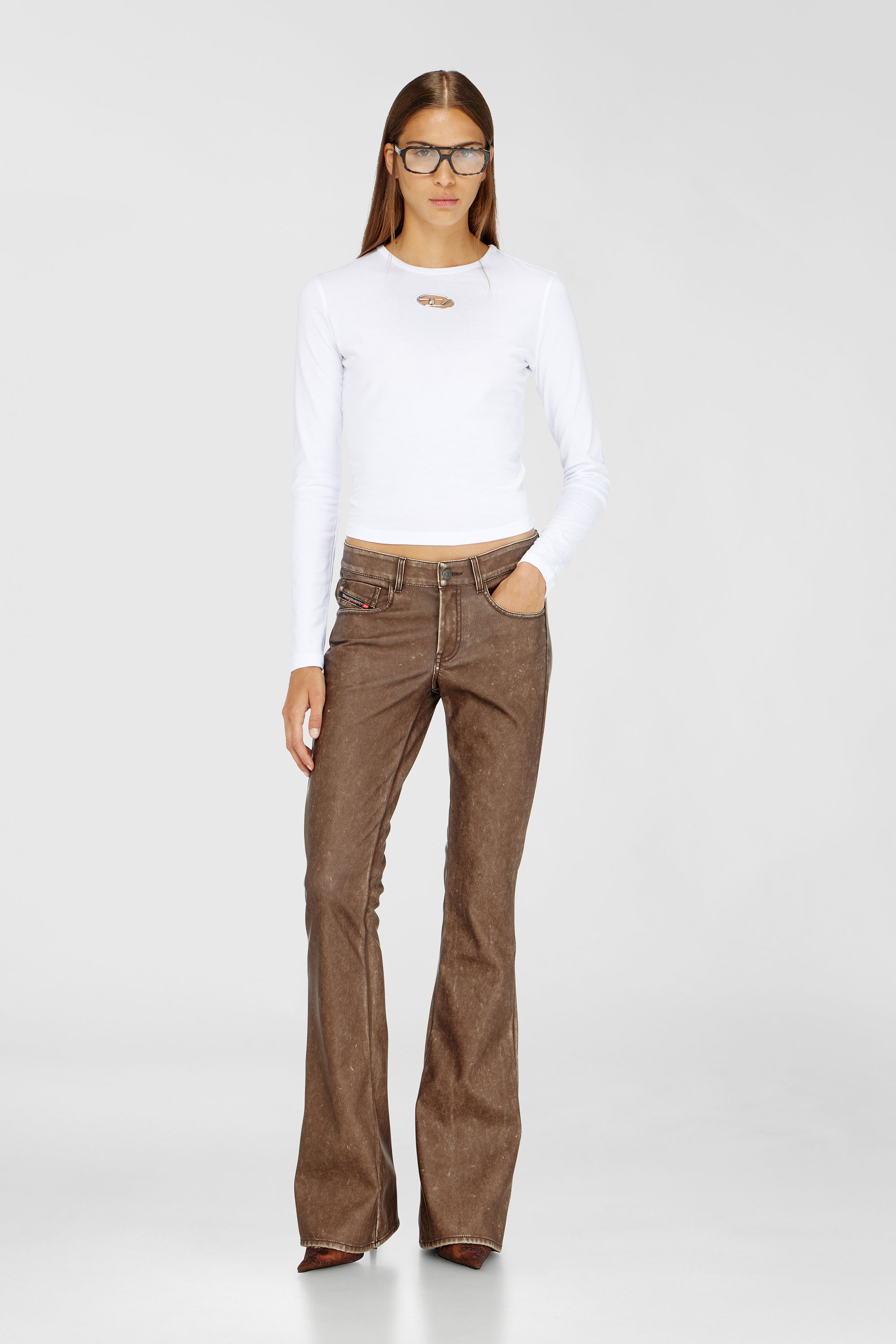 Diesel - T-UNCUTIE-LONG-LS-OD, Woman's Long-sleeve top with Oval D cut-out in White - 2