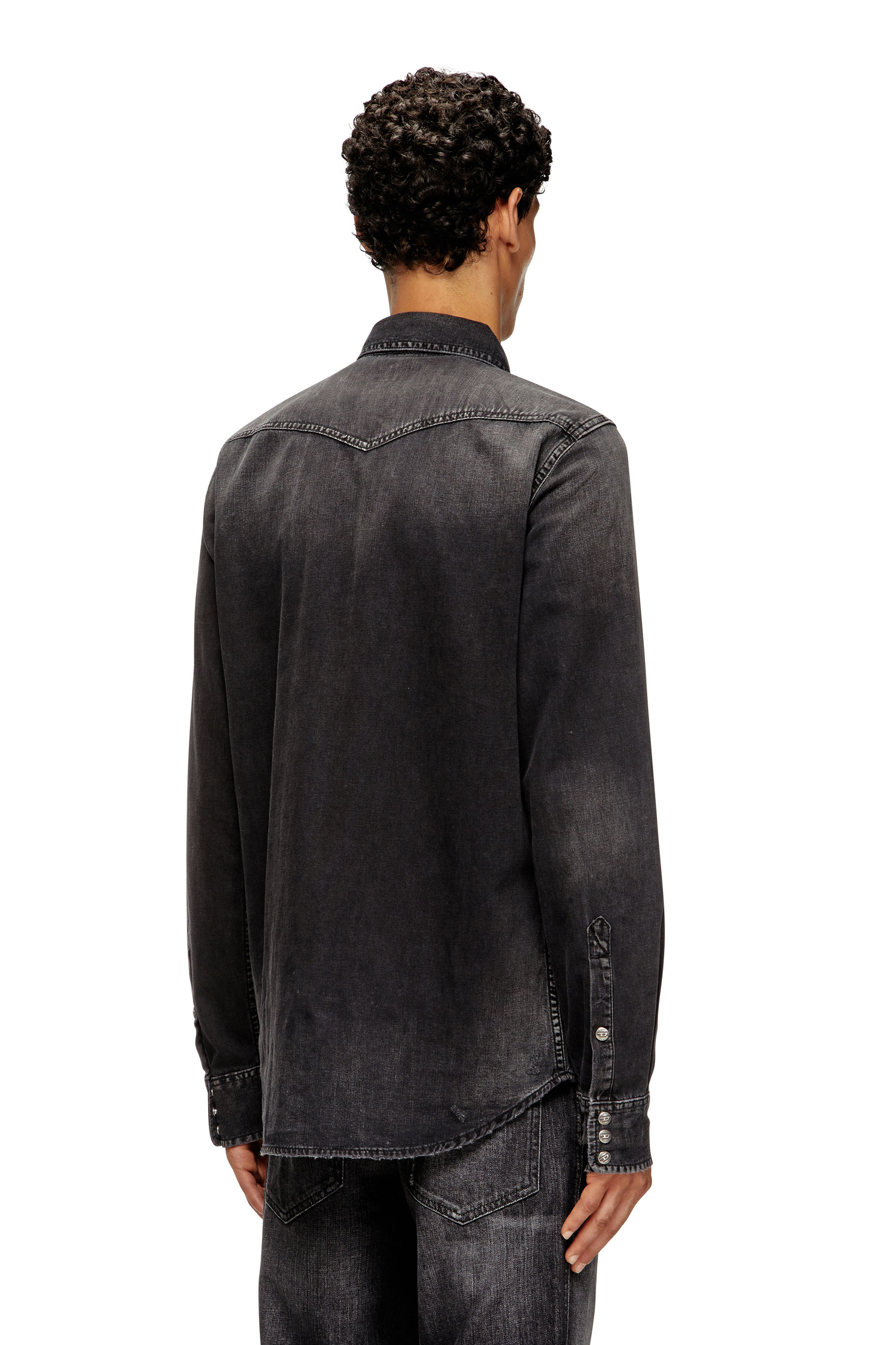 Diesel - D-VEGA, Man's Denim overshirt in Black - 4
