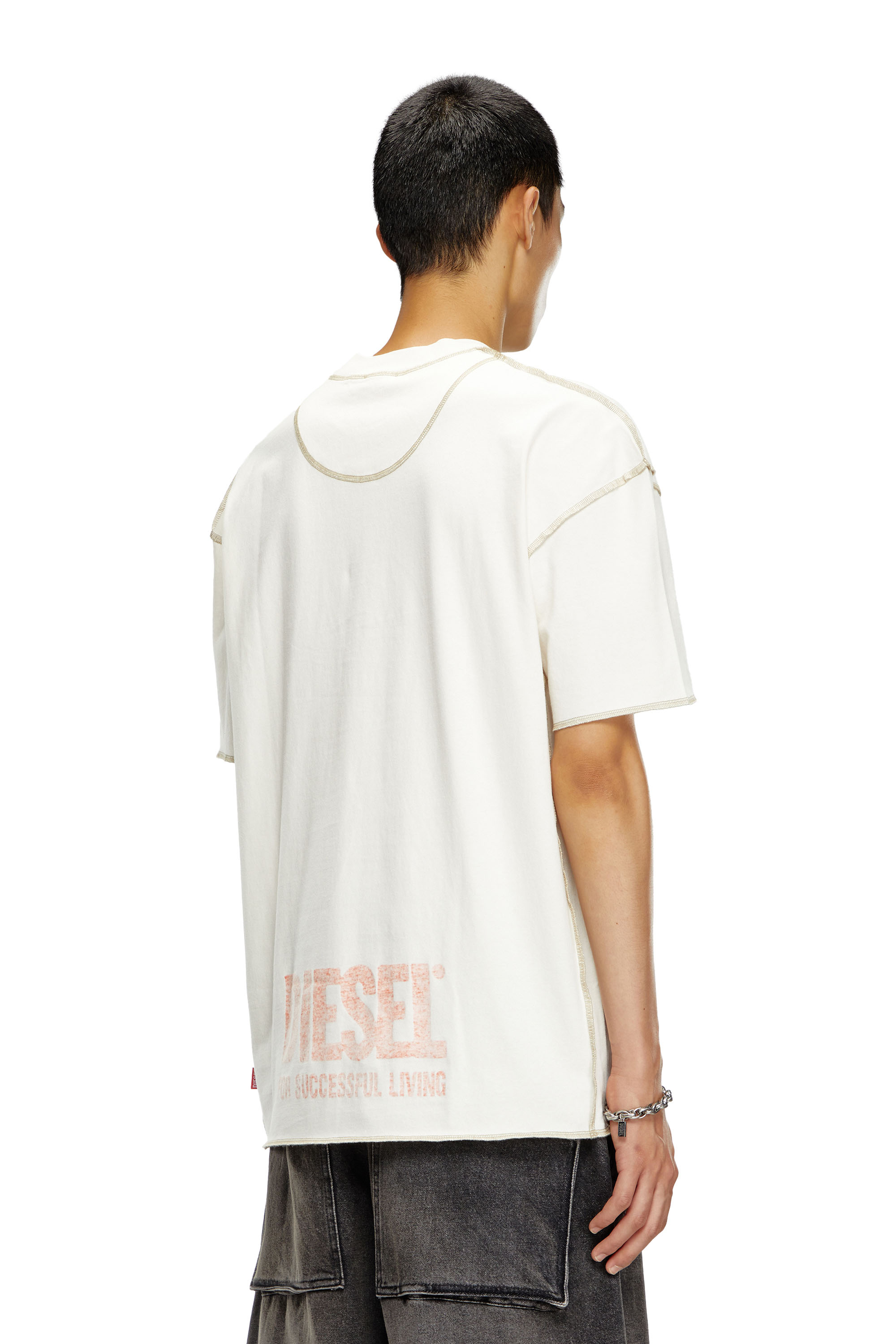 Diesel - T-CRAOR, Man's T-shirt with inside-out effect in White - 4