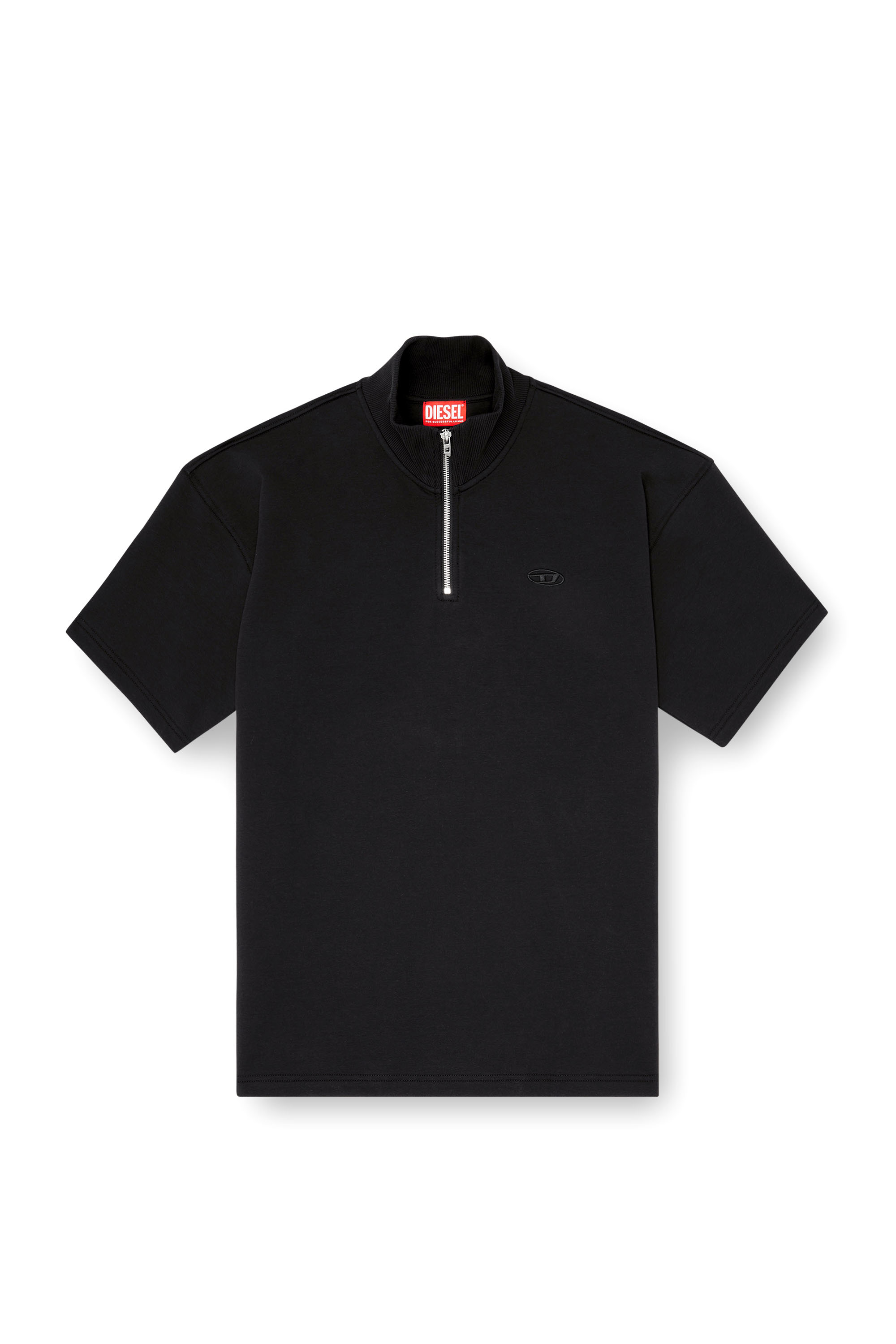 Diesel - S-CUBY, Man's Short-sleeve half-zip sweatshirt in light scuba in Black - 3