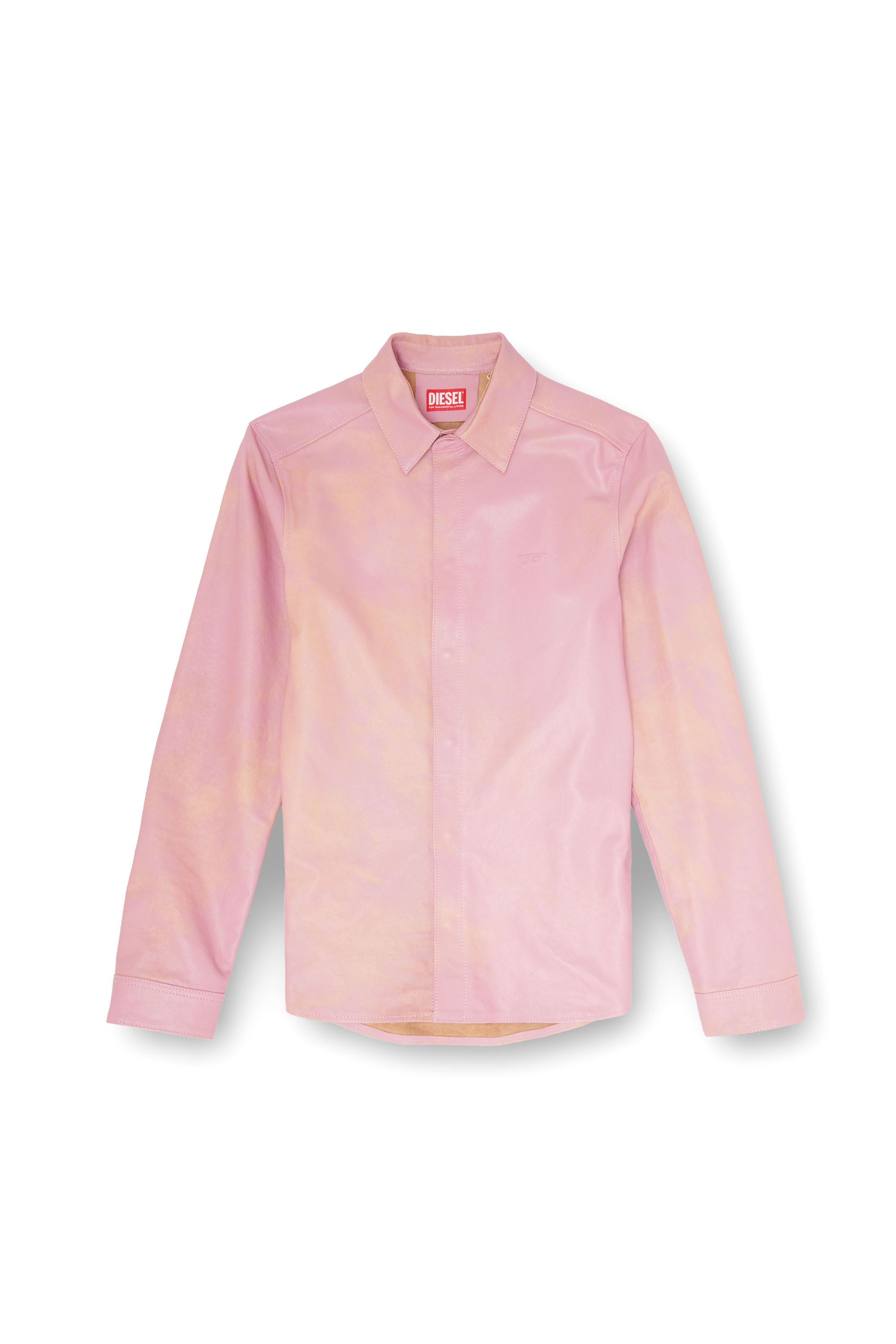 Diesel - S-CIRT, Man's Shirt in treated leather in Pink - 2