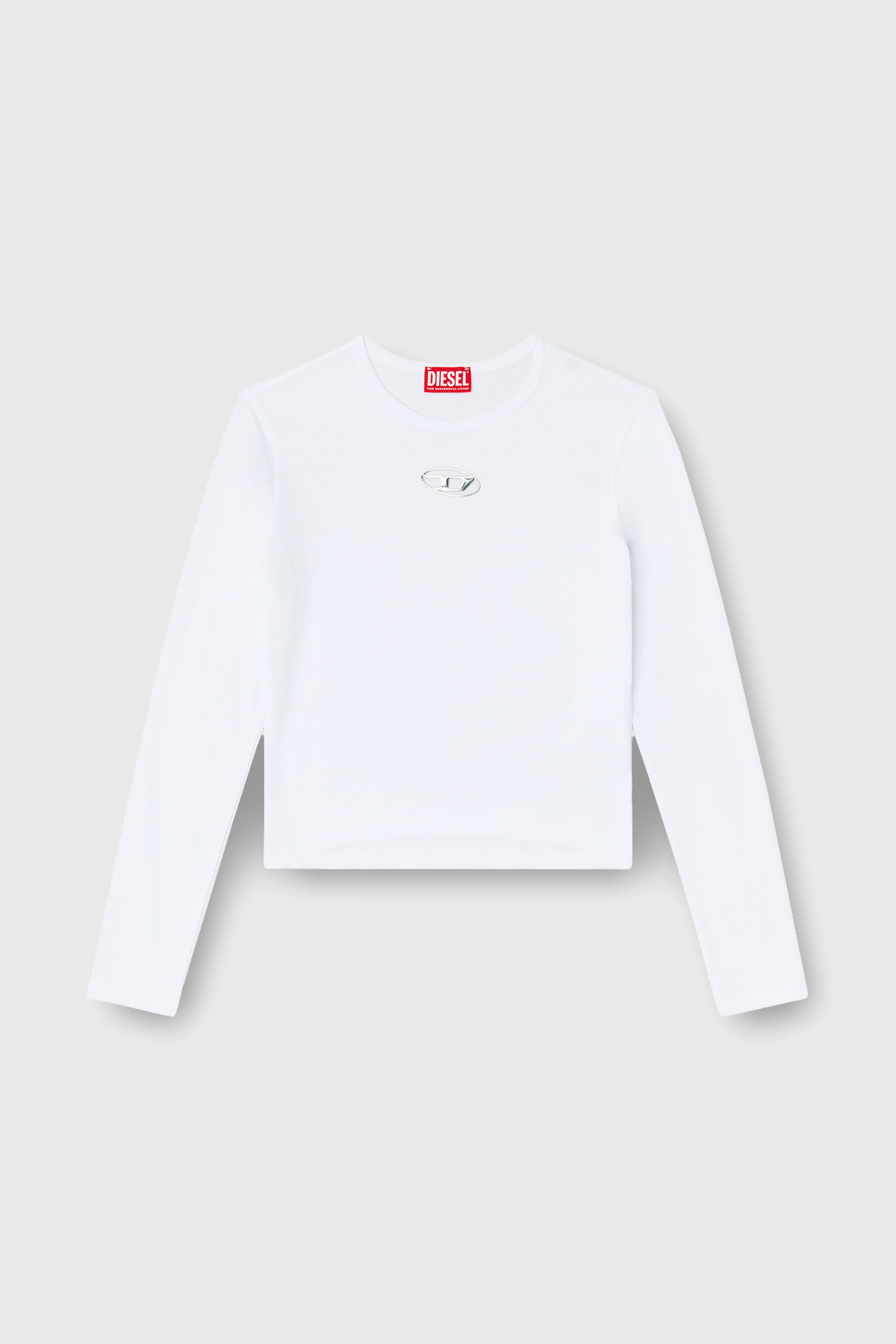Diesel - T-UNCUTIE-LONG-LS-OD, Woman's Long-sleeve top with Oval D cut-out in White - 2
