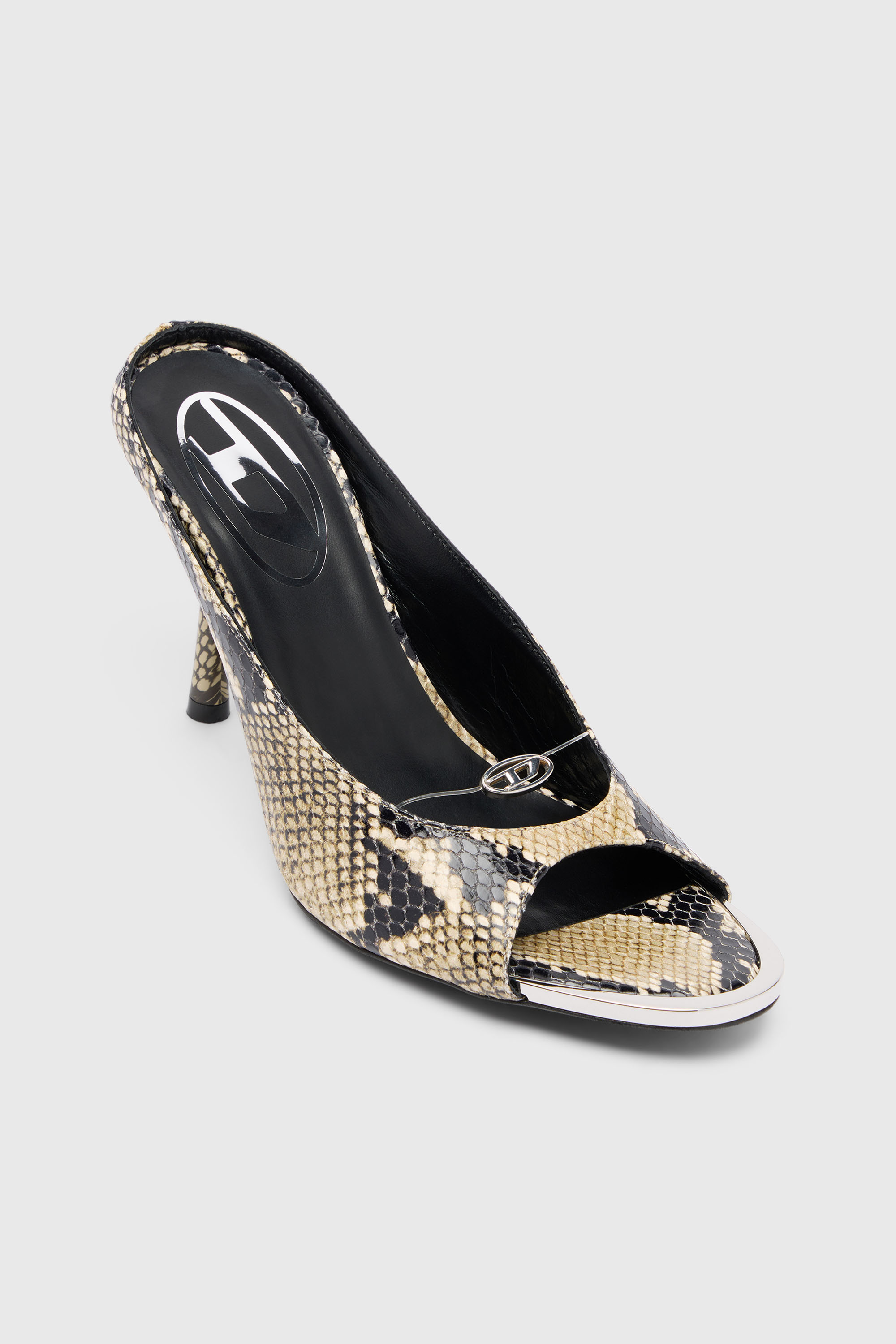 Diesel - D-DIAM'S SA 90, Woman's D-Diam's-High leather mule with floating Oval D in Multicolor - 6