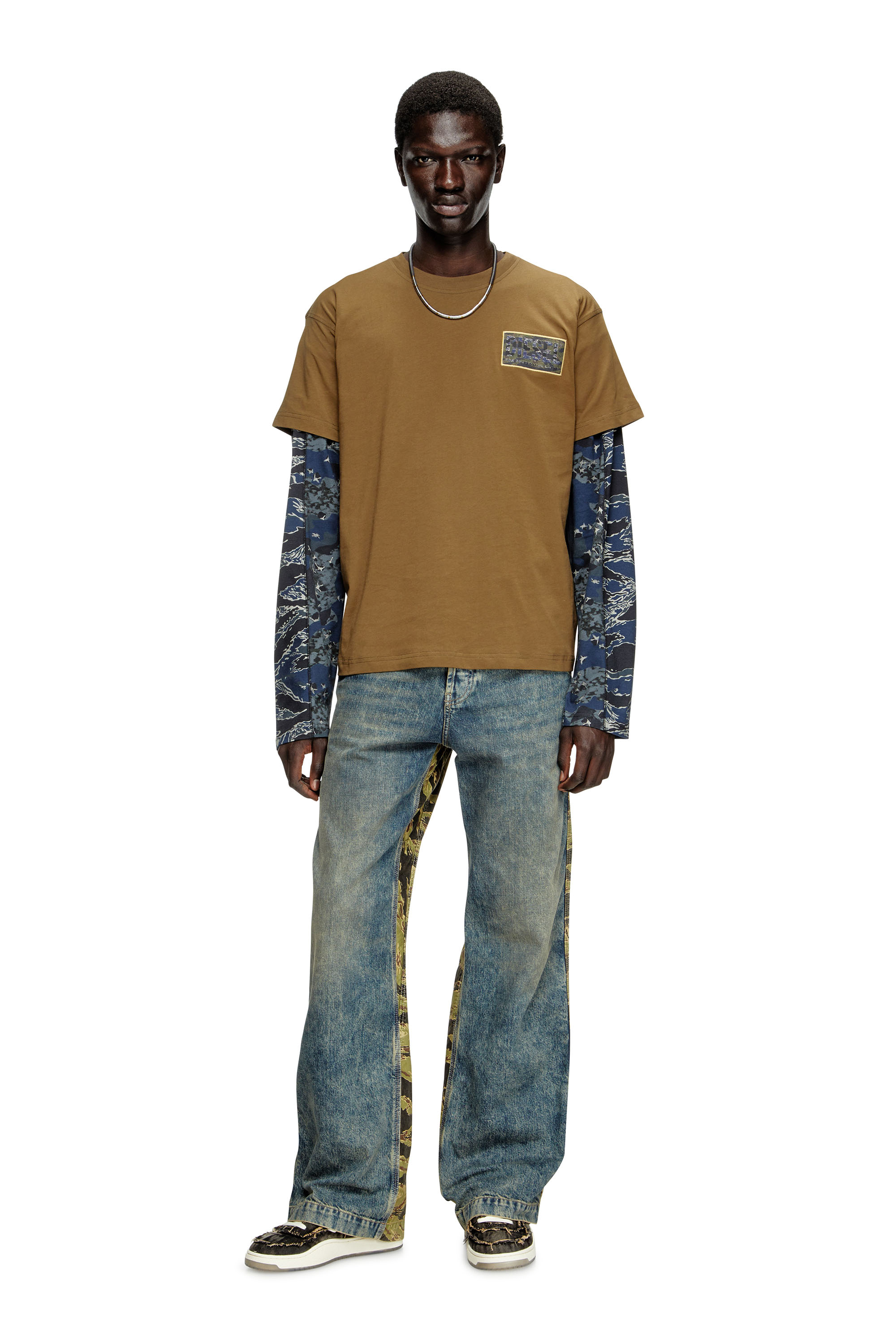 S-TRACKER-D LOW, Black Diesel - S-TRACKER-D LOW, Man's S-Tracker-D-Frayed denim sneakers with transparent sole in Black - 7