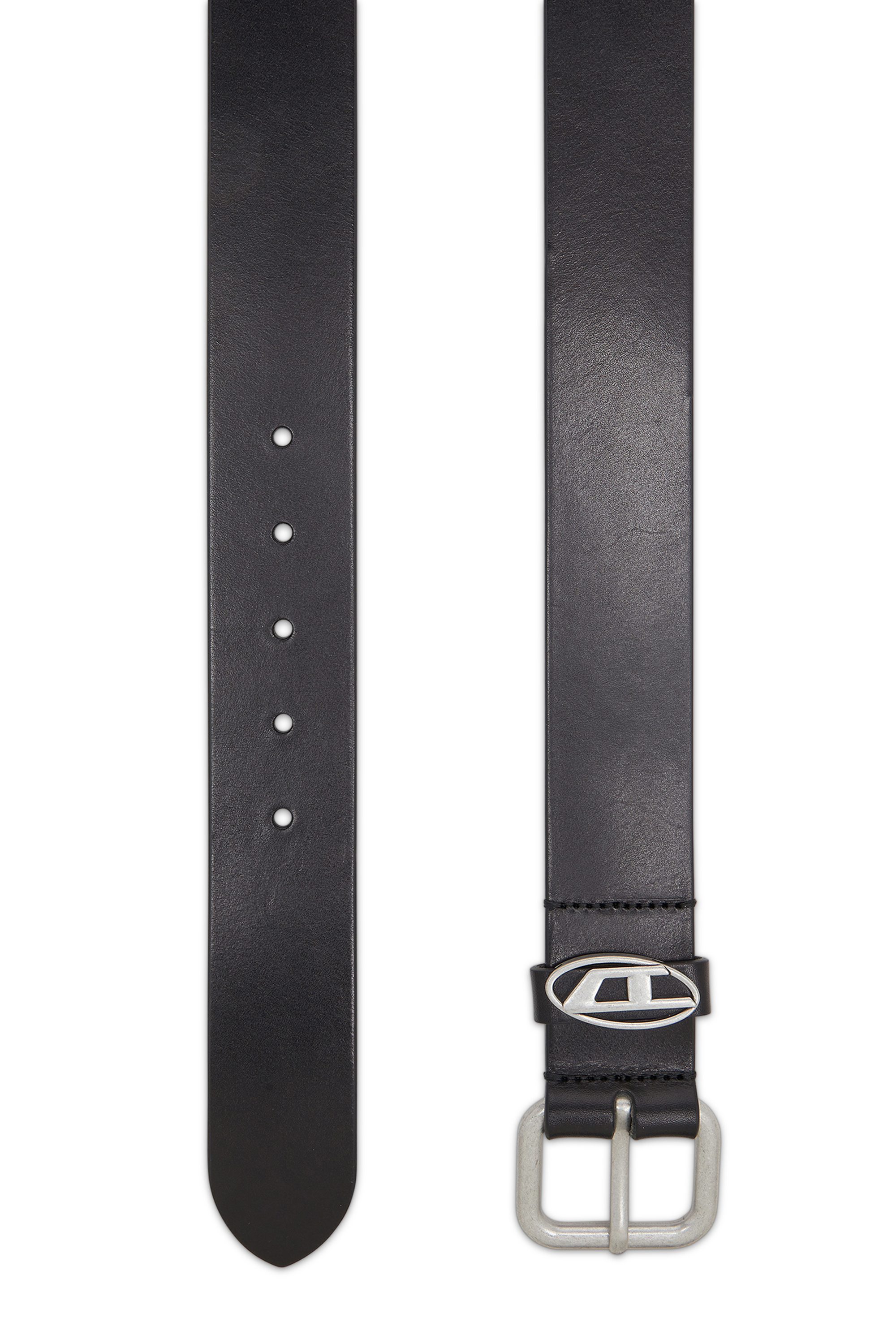 Diesel - B-1DR OVAL D LOOP, Unisex's 4 cm matte leather belt with metal buckle in Black - 2
