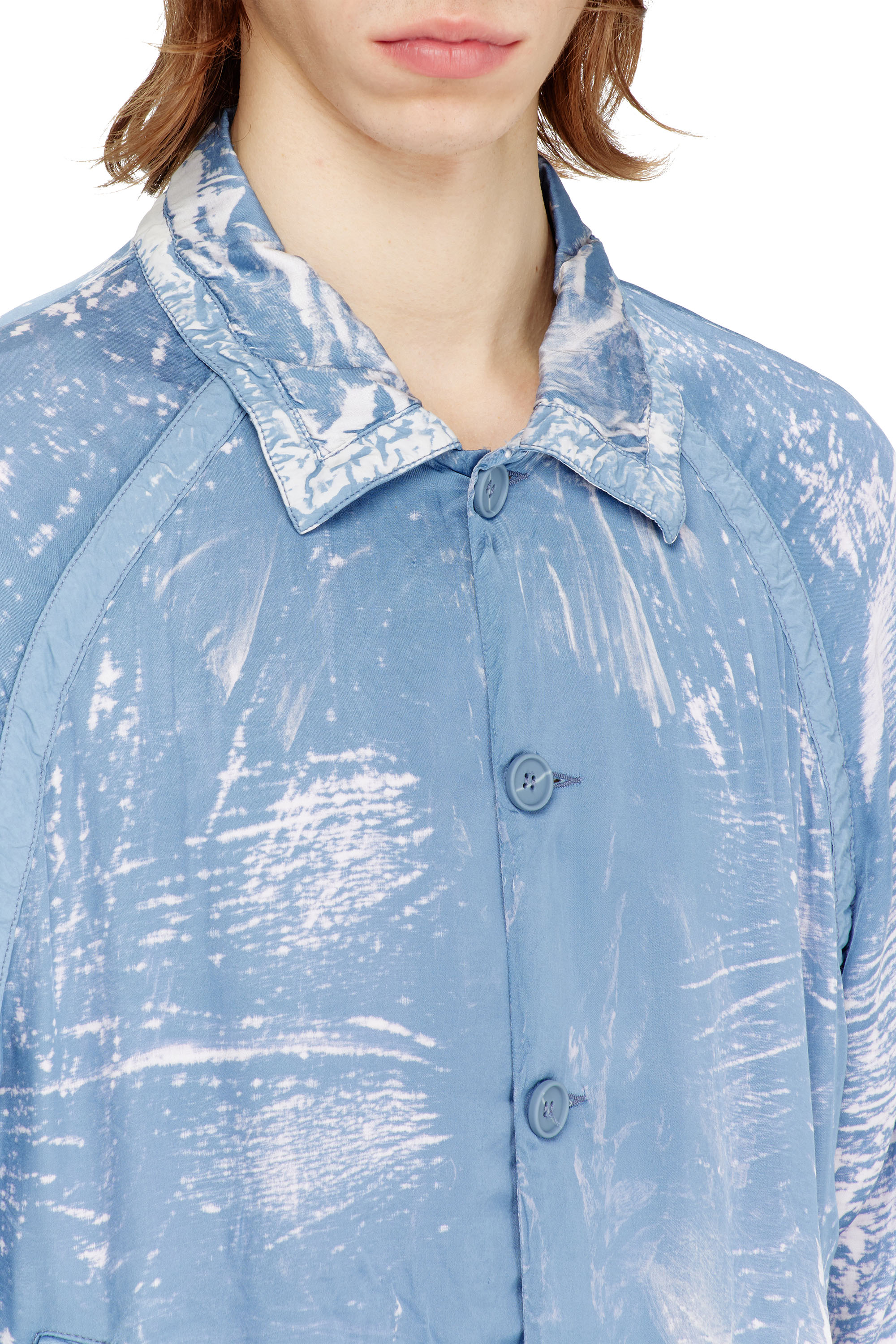Diesel - J-ORION-PLAIN, Man's Shirt-collar jacket with X-ray effect in Light Blue - 5