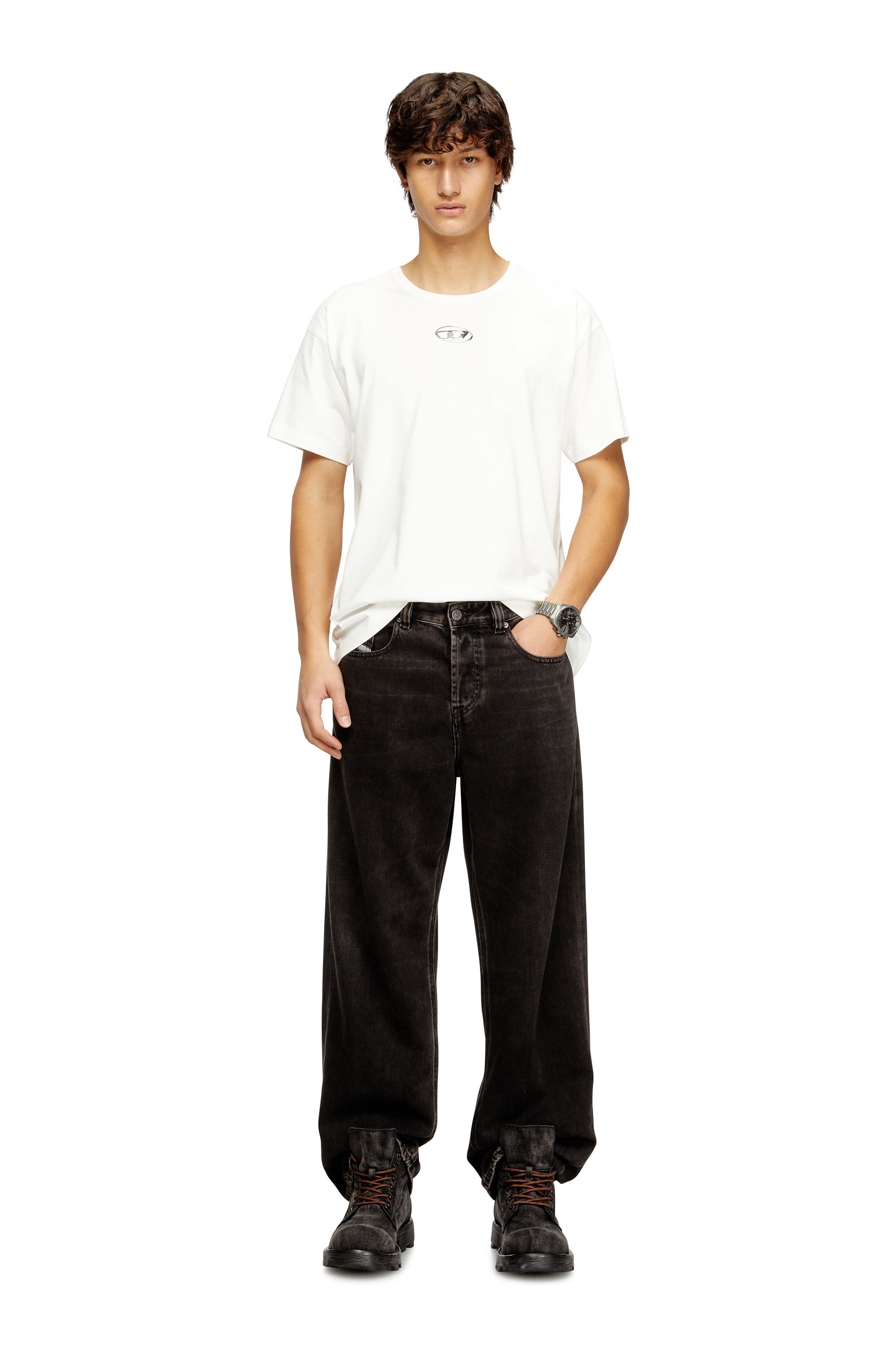 Diesel - T-NORM-IOD, Man's Light cotton T-shirt with metallic Oval D logo in null - 2