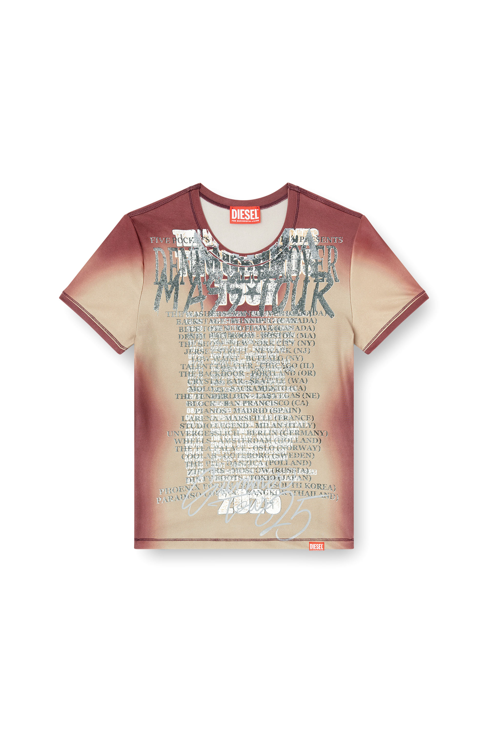 Diesel - T-KALYC, Woman's Short-sleeve top with lyrics print in Brown - 2