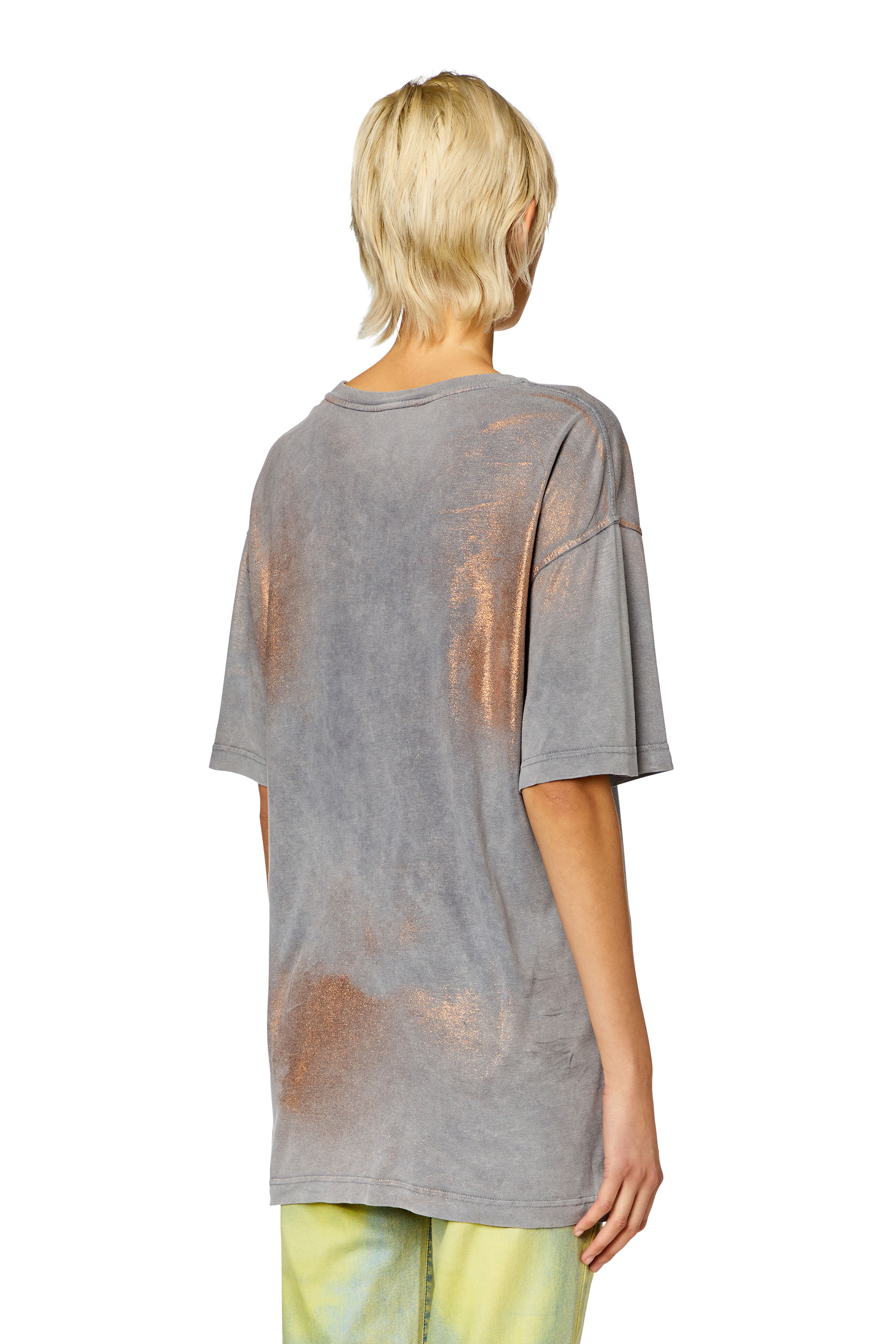Diesel - T-BUXT, Woman's Faded metallic T-shirt in Grey/Pink - 4
