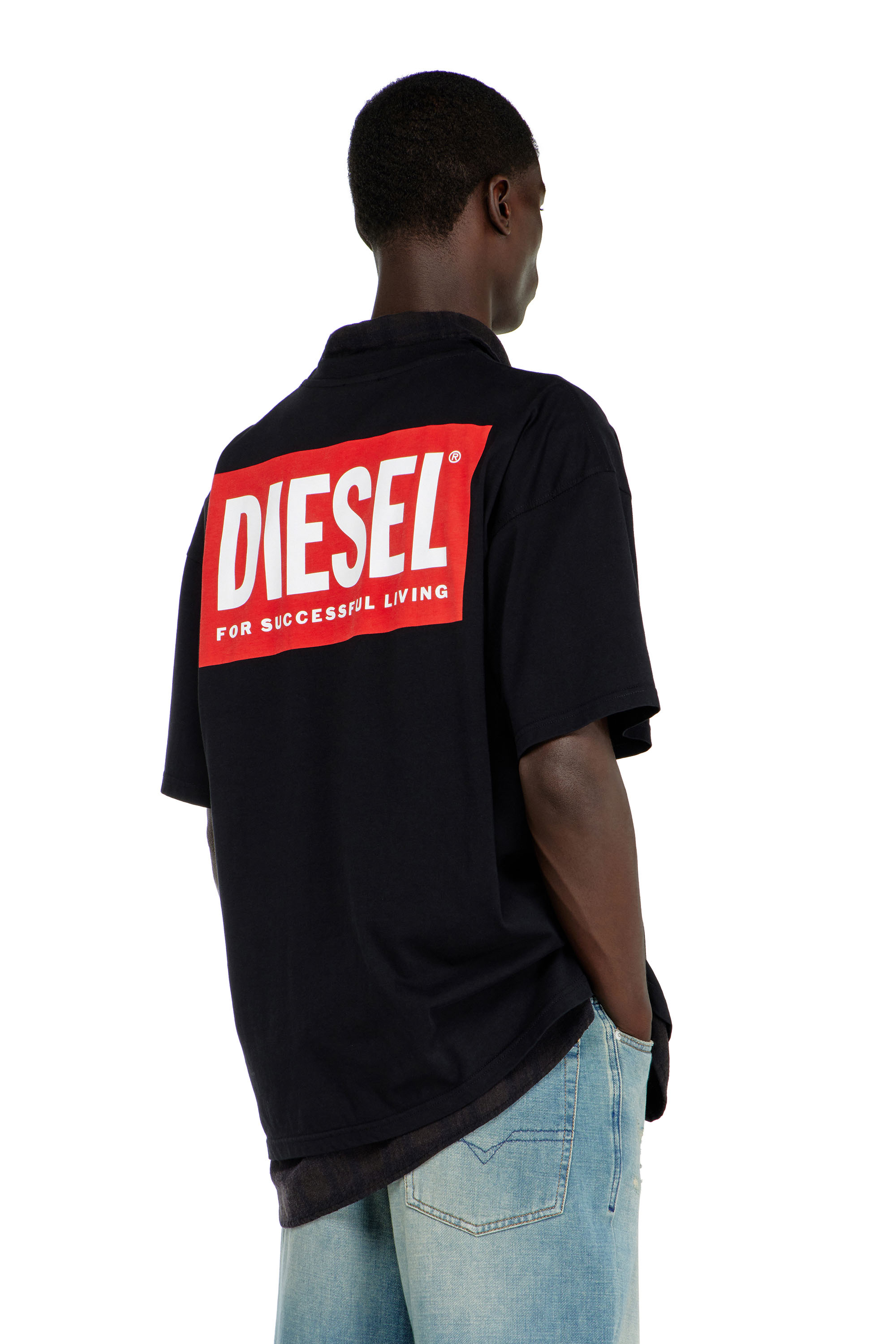 Diesel - T-BOXT-BISK, Man's Cotton T-shirt with Diesel Biscotto print in Black - 4