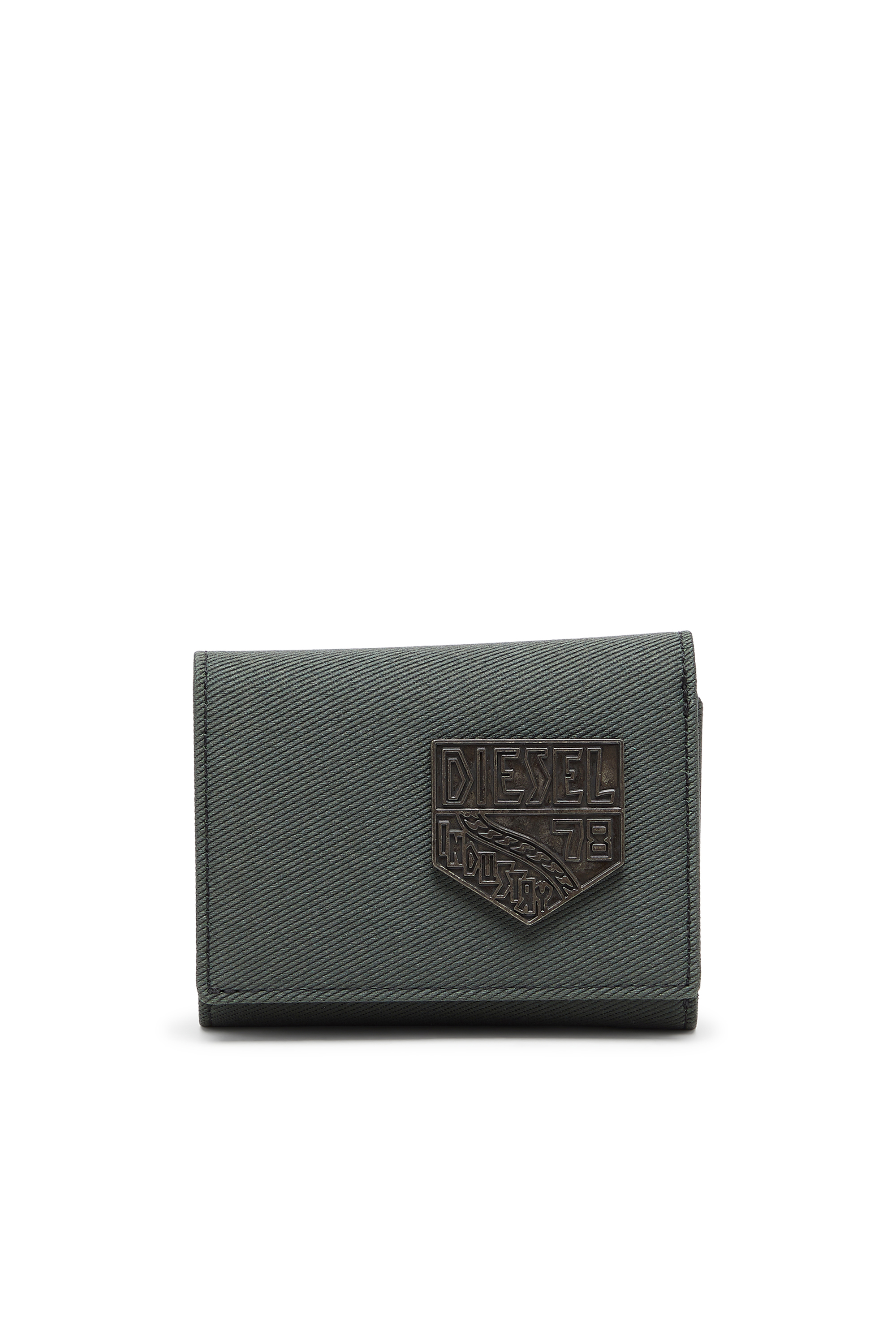 Diesel - D-PACK TRI FOLD COIN 3D, Man's Coin case with embossed patch in Green - 1