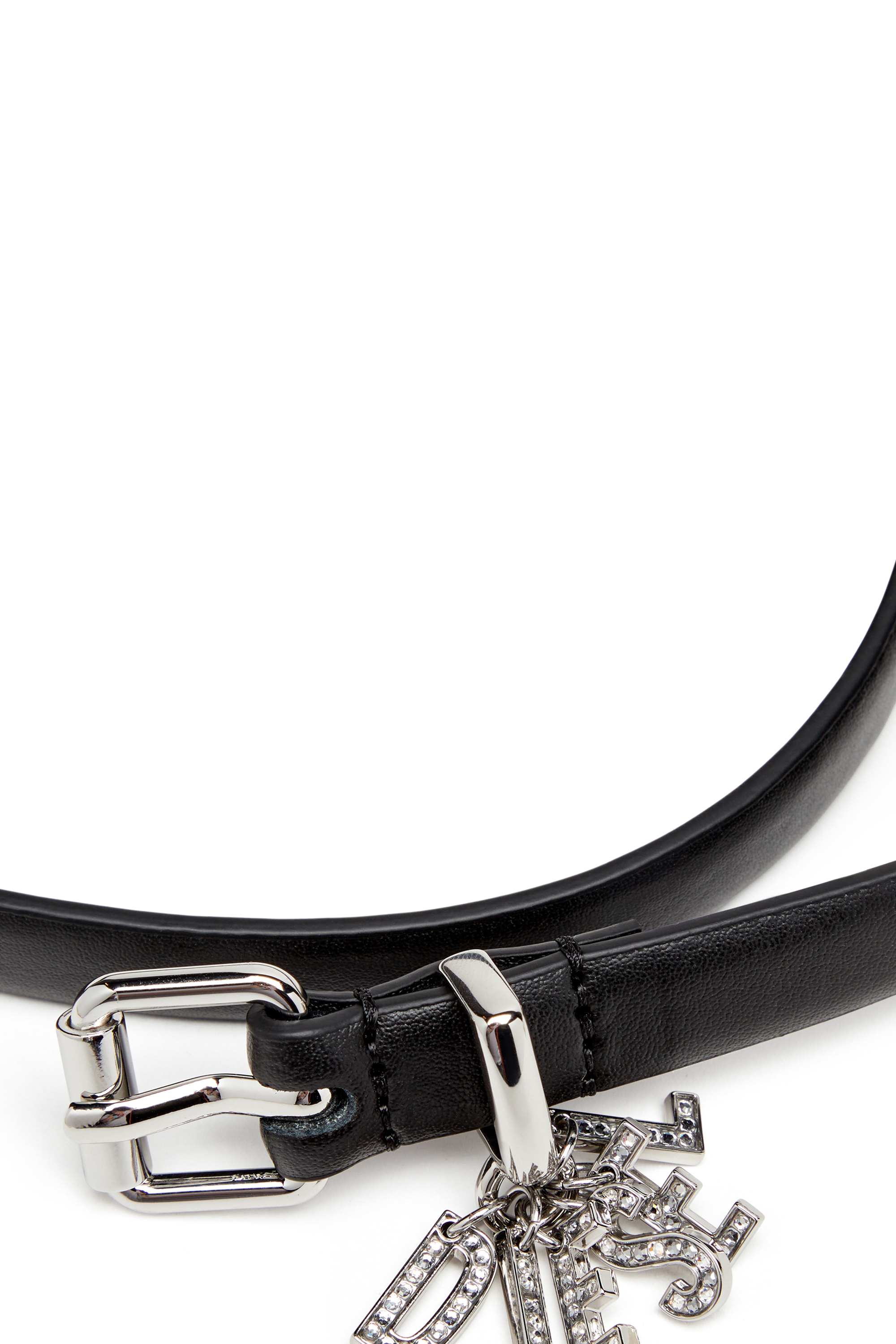 Diesel - B-CHARM-LOOP, Woman's 1.4cm nappa leather belt with logo charms in Black - 3