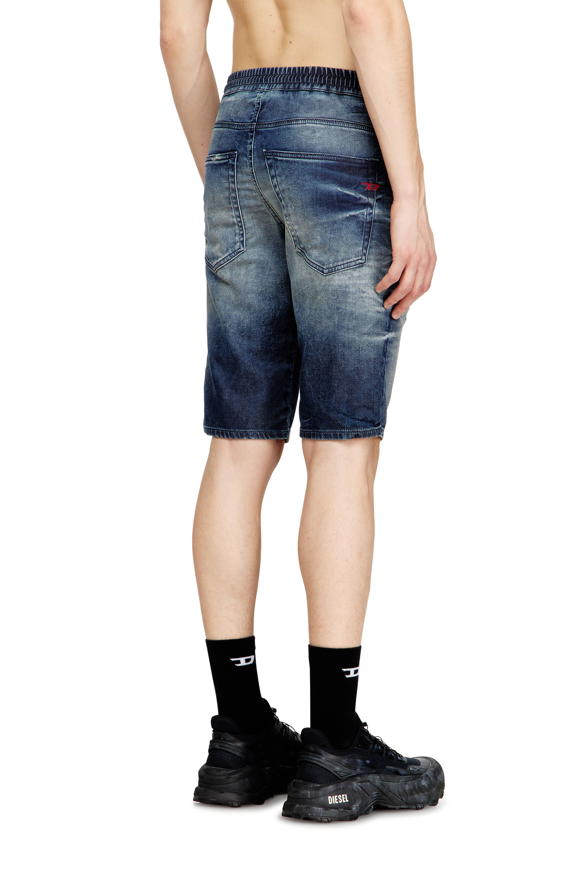 Diesel - 2033 D-KROOLEY-SHORT JOGG, Man's Slim fit shorts in treated JoggJeans in Dark Blue - 3