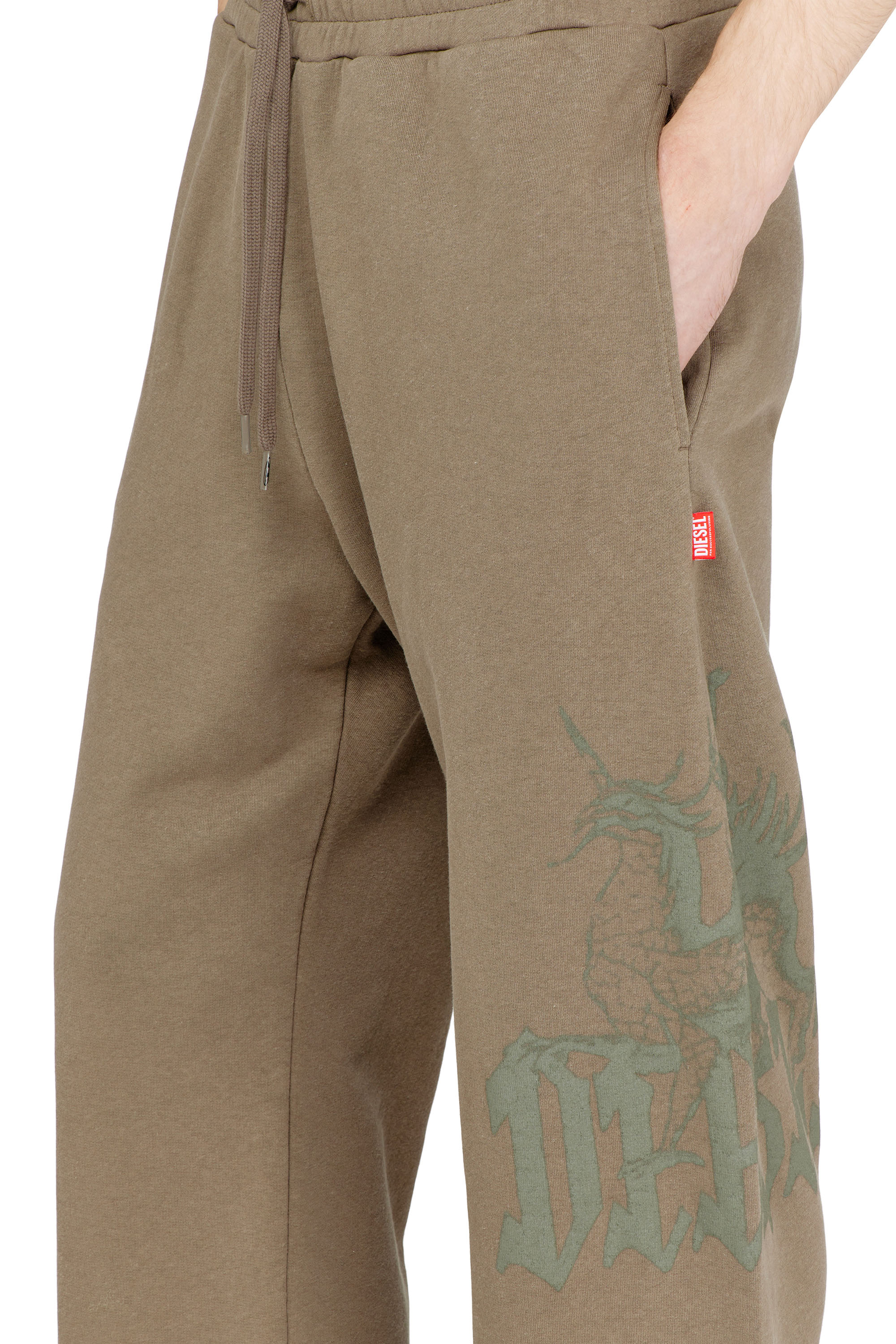 Diesel - P-GRO, Man's Treated sweatpants with logo print in Brown - 5