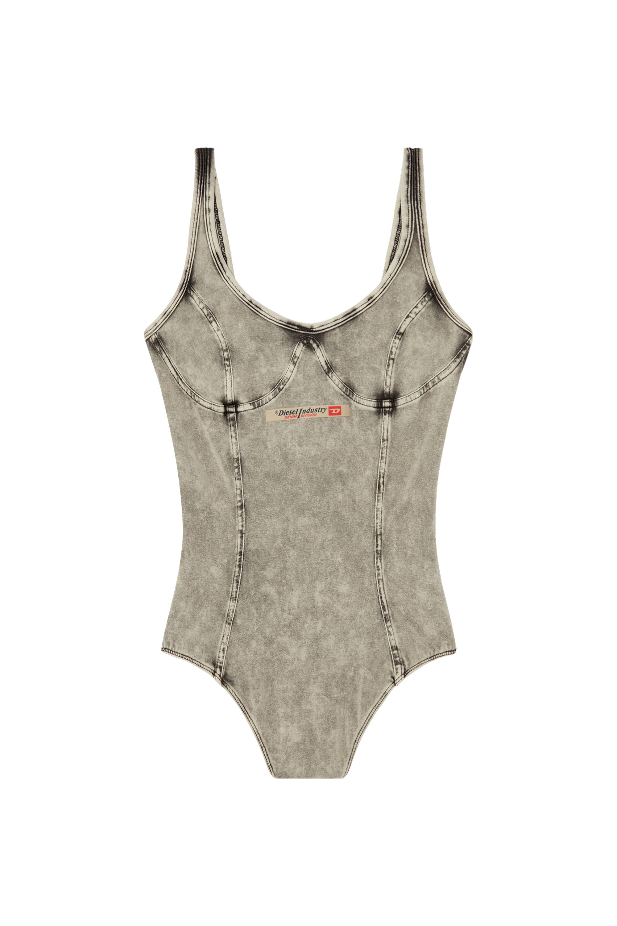 Diesel - CAMI-DNM, Woman's Bodysuit in denim-effect jersey in Grey - 4