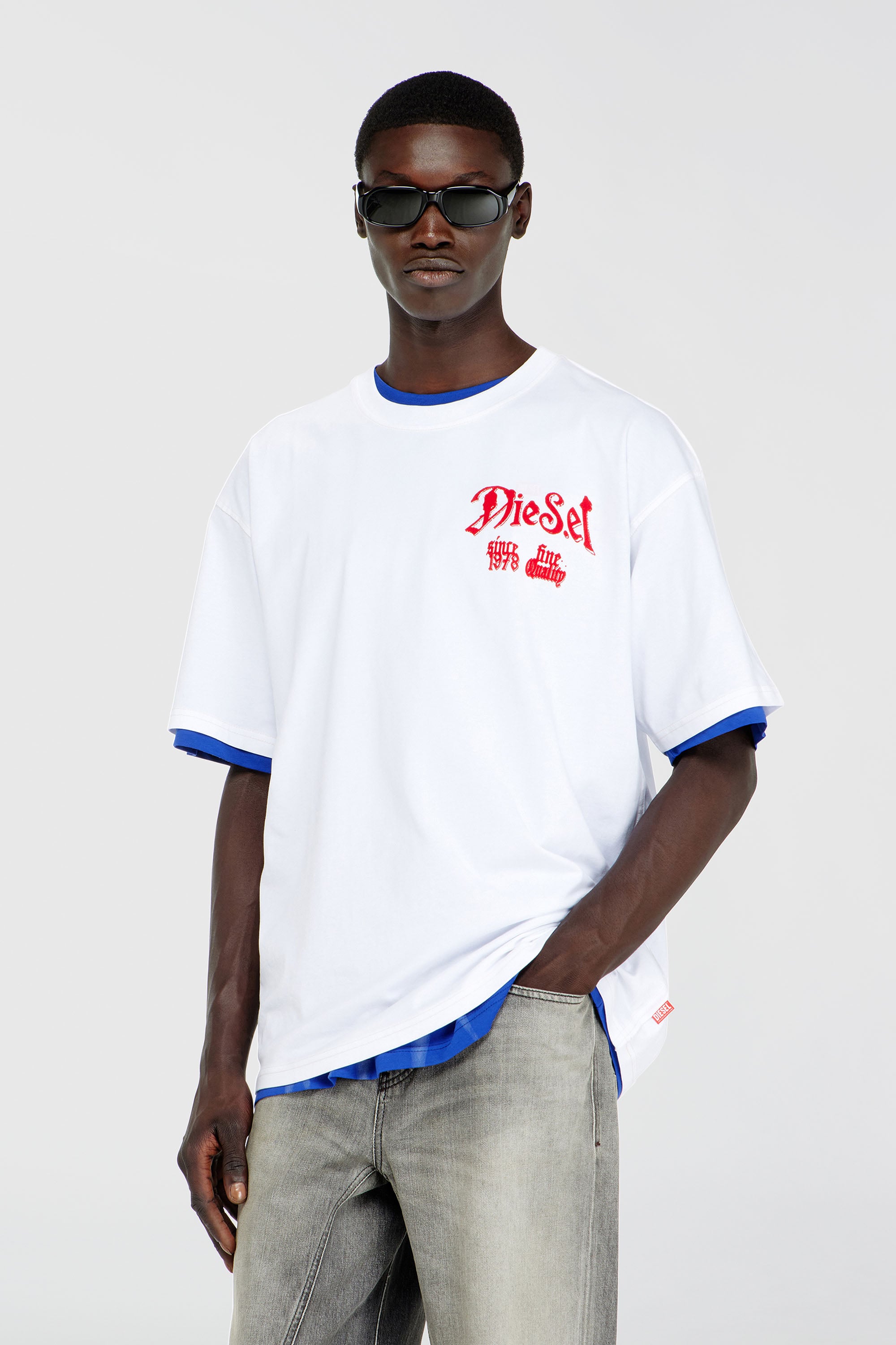 Diesel - T-BOXT-AA2, Man's Cotton T-shirt with flock graphic in White - 3