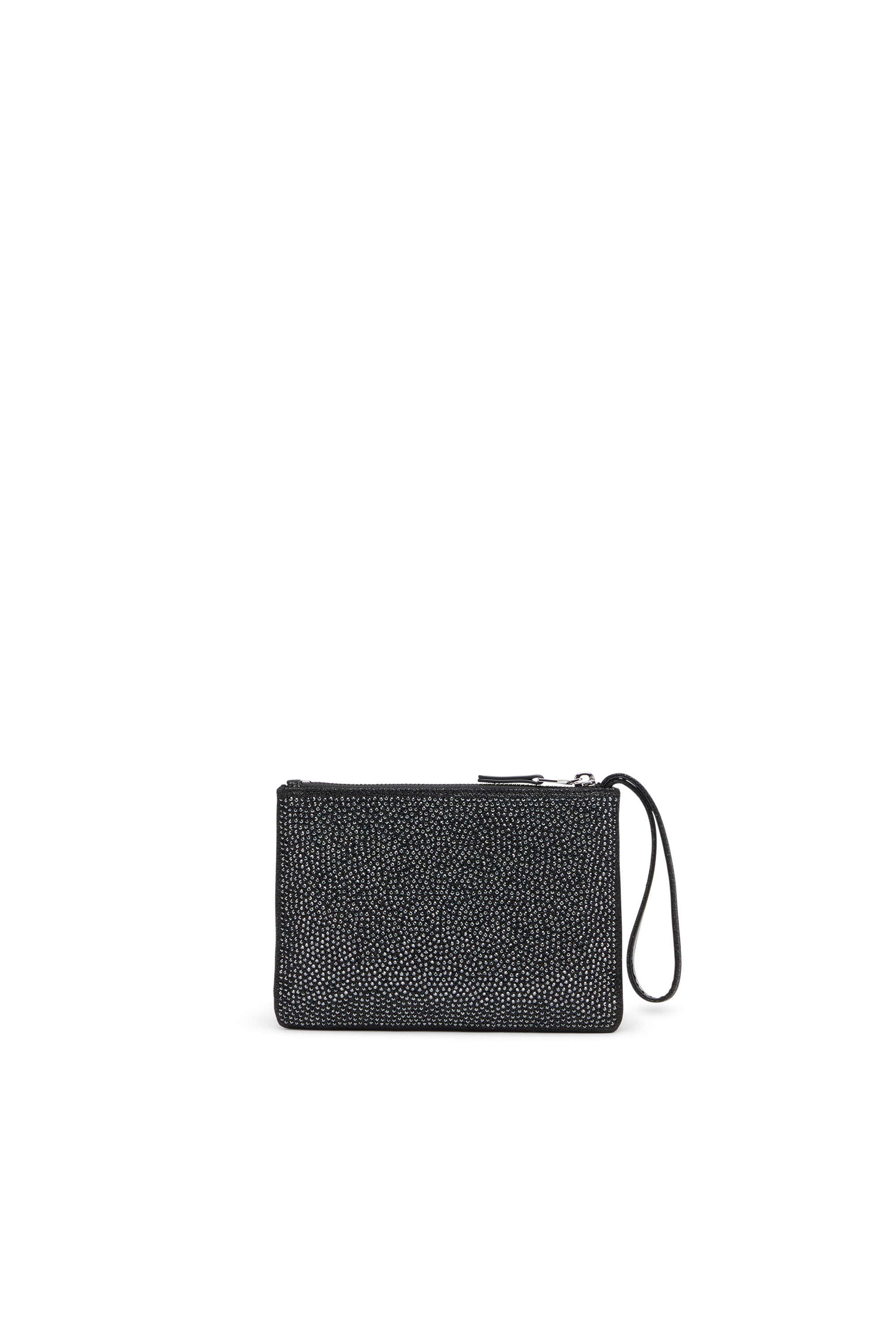 Diesel - PLAY POUCH II, Woman's Pouch in crystal lurex fabric in Black/Grey - 2
