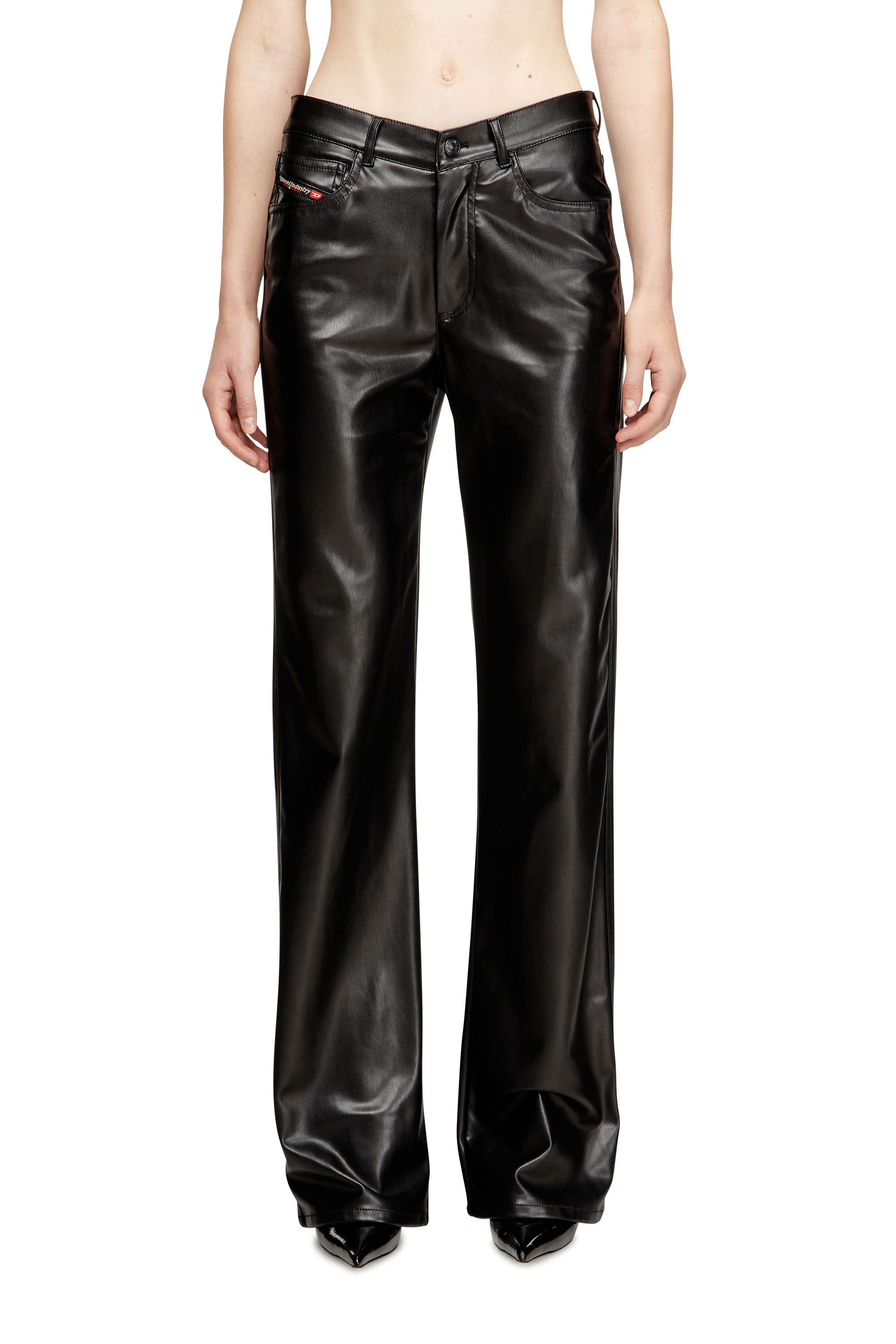 Diesel - P-LAIN, Woman's Five pocket pants in coated fabric in Black - 2