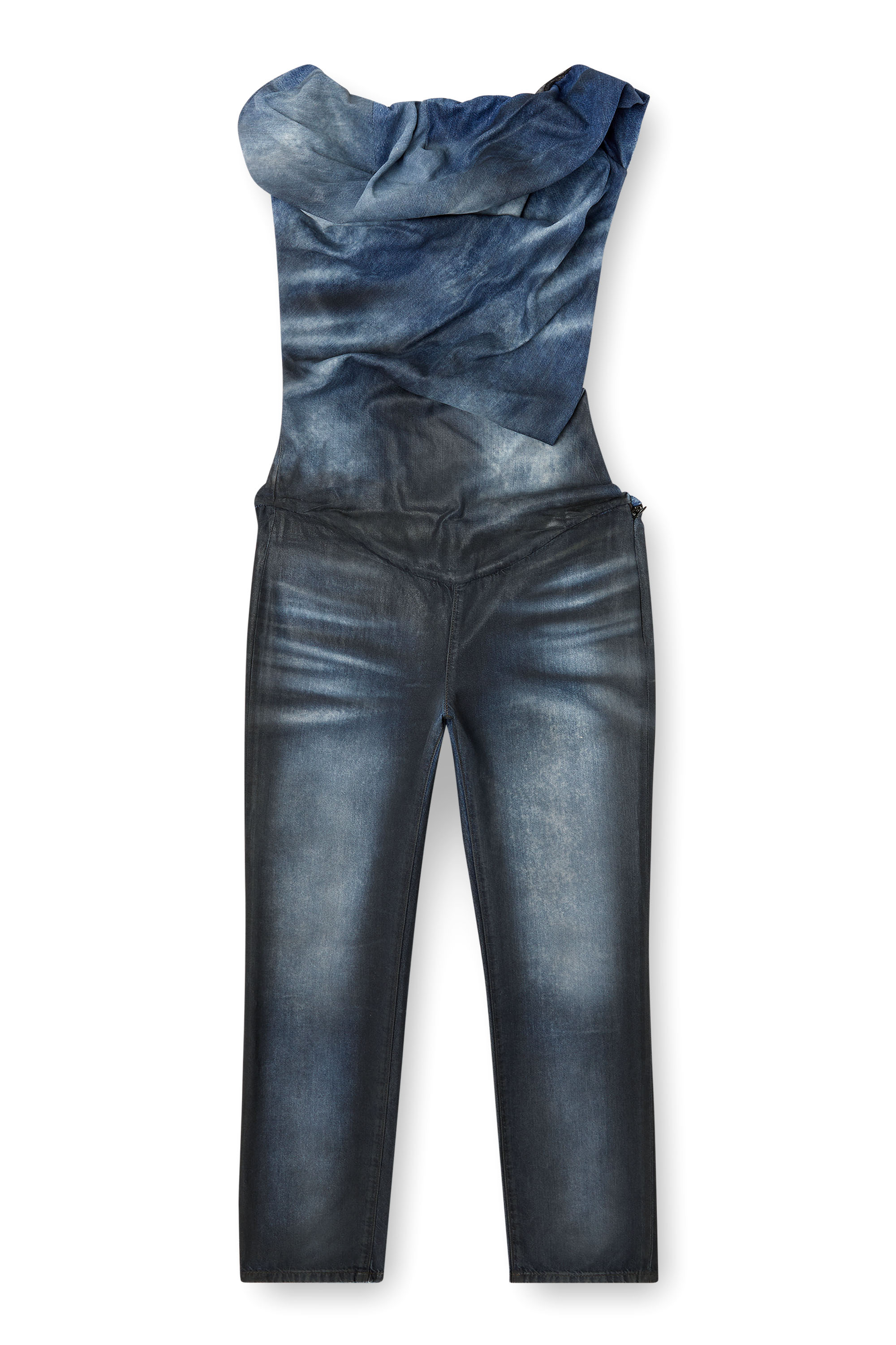 Diesel - DE-CLODIA-FSG, Woman's Jumpsuit in glossy coated Tencel denim in Dark Blue - 2