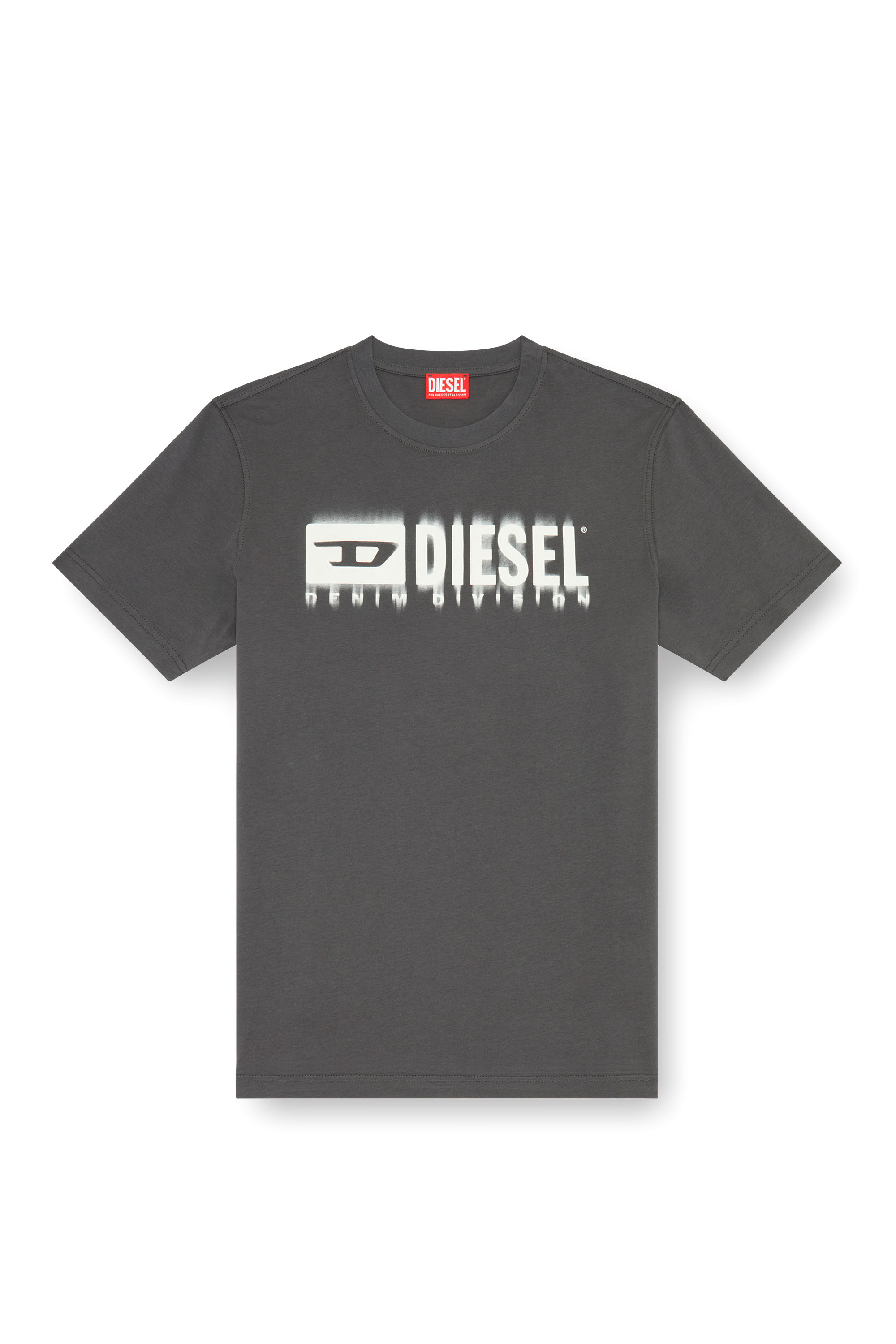 Diesel - T-ADJUST-Q7, Man's T-shirt with blurry Diesel logo in Dark grey - 4