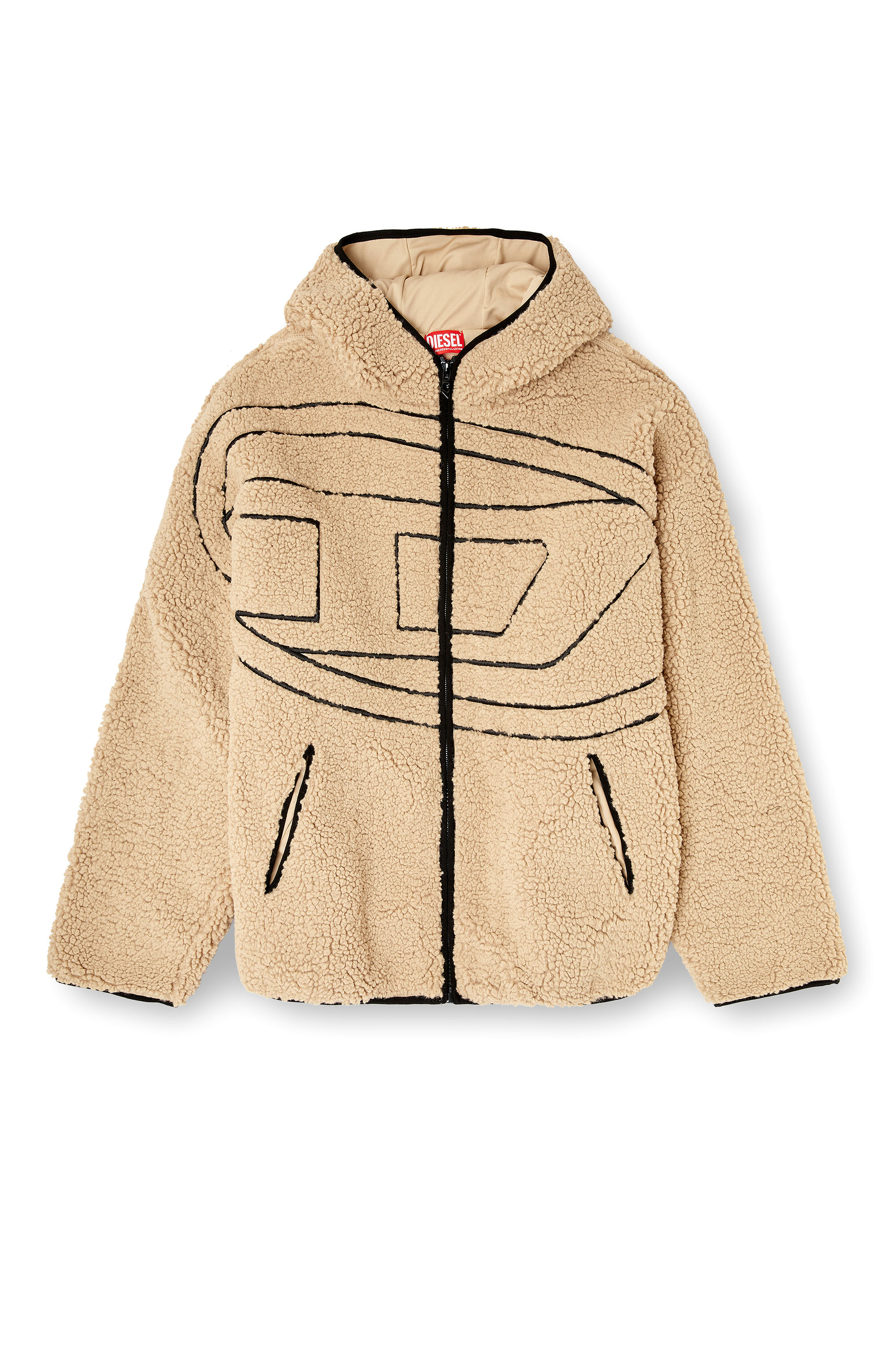 Diesel - S-ZAT, Man's Teddy hoodie sweatshirt in Beige - 2