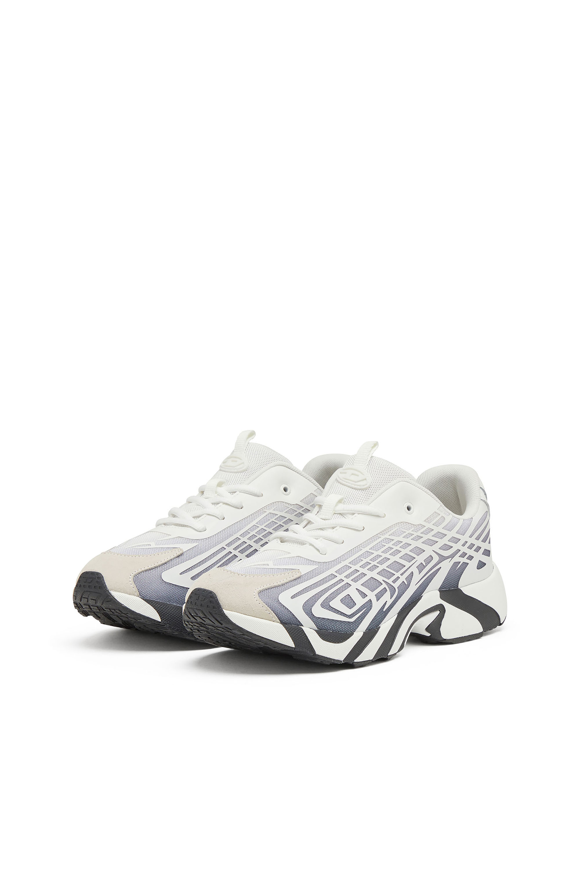 Diesel - S-D-VIT'S 500 LOW, Man's D-Vit-Sneakers in striped dégradé mesh in White/Grey - 7