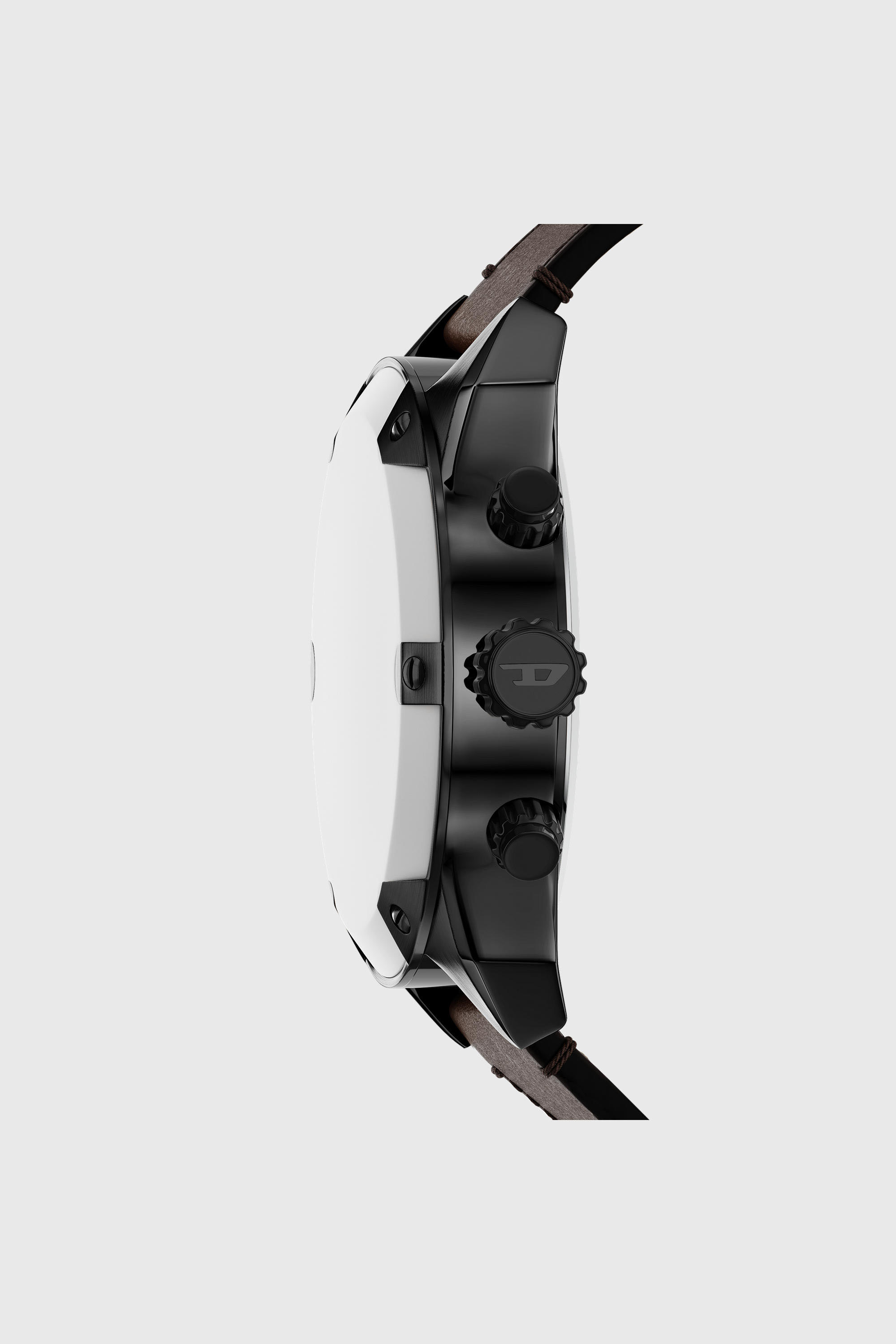 Diesel - DZ4735 WATCH, Man's Spiked brown leather watch in Brown - 2