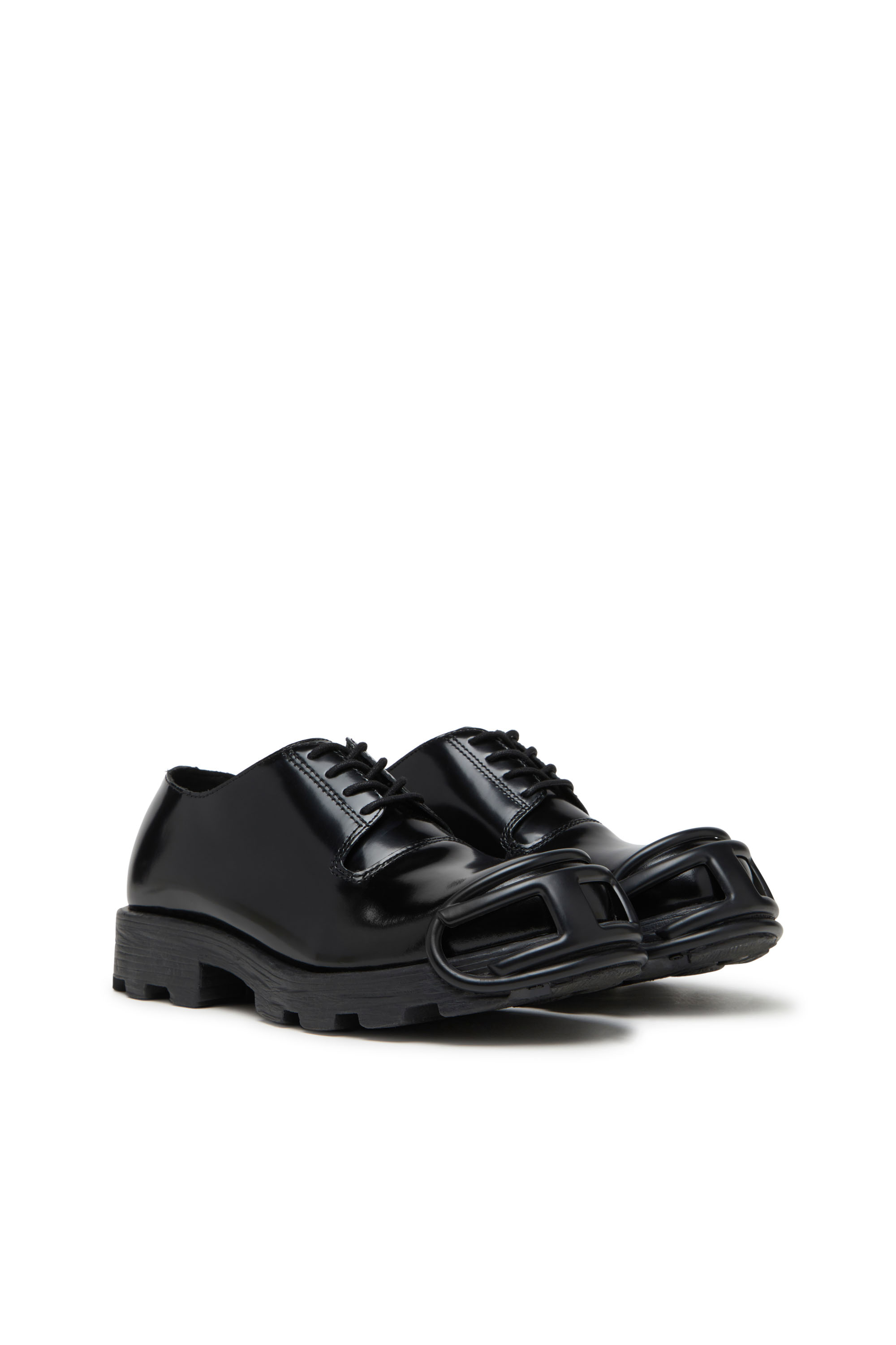 D-HAMMER SO D, Opaque Black Diesel - D-HAMMER SO D, Man's D-Hammer-Leather lace-up shoes with oval D toe cap in Opaque Black - 2