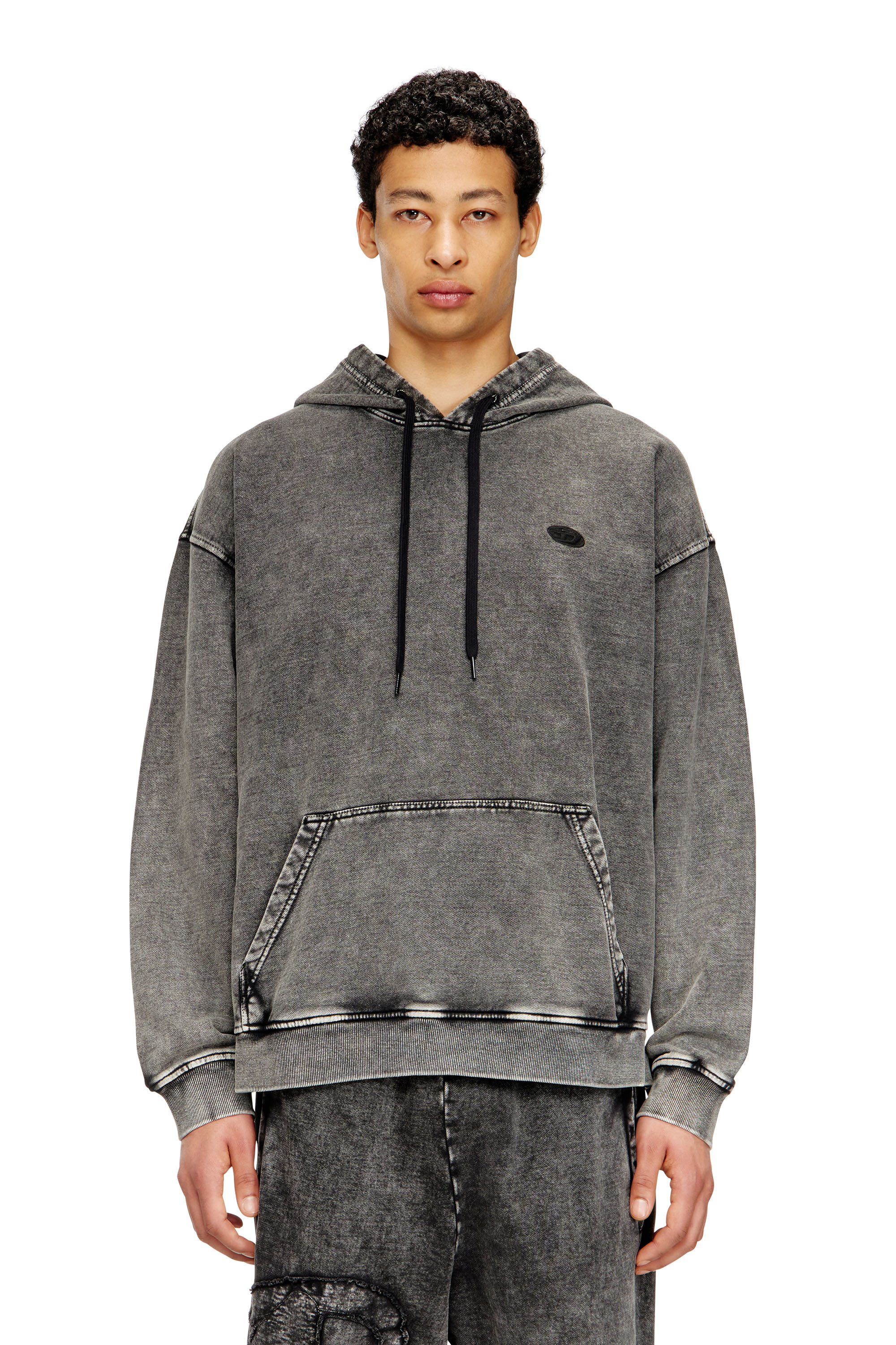 Diesel - S-BOXT-HOOD-DEN, Man's Hoodie with raw-cut back patch in Dark grey - 3