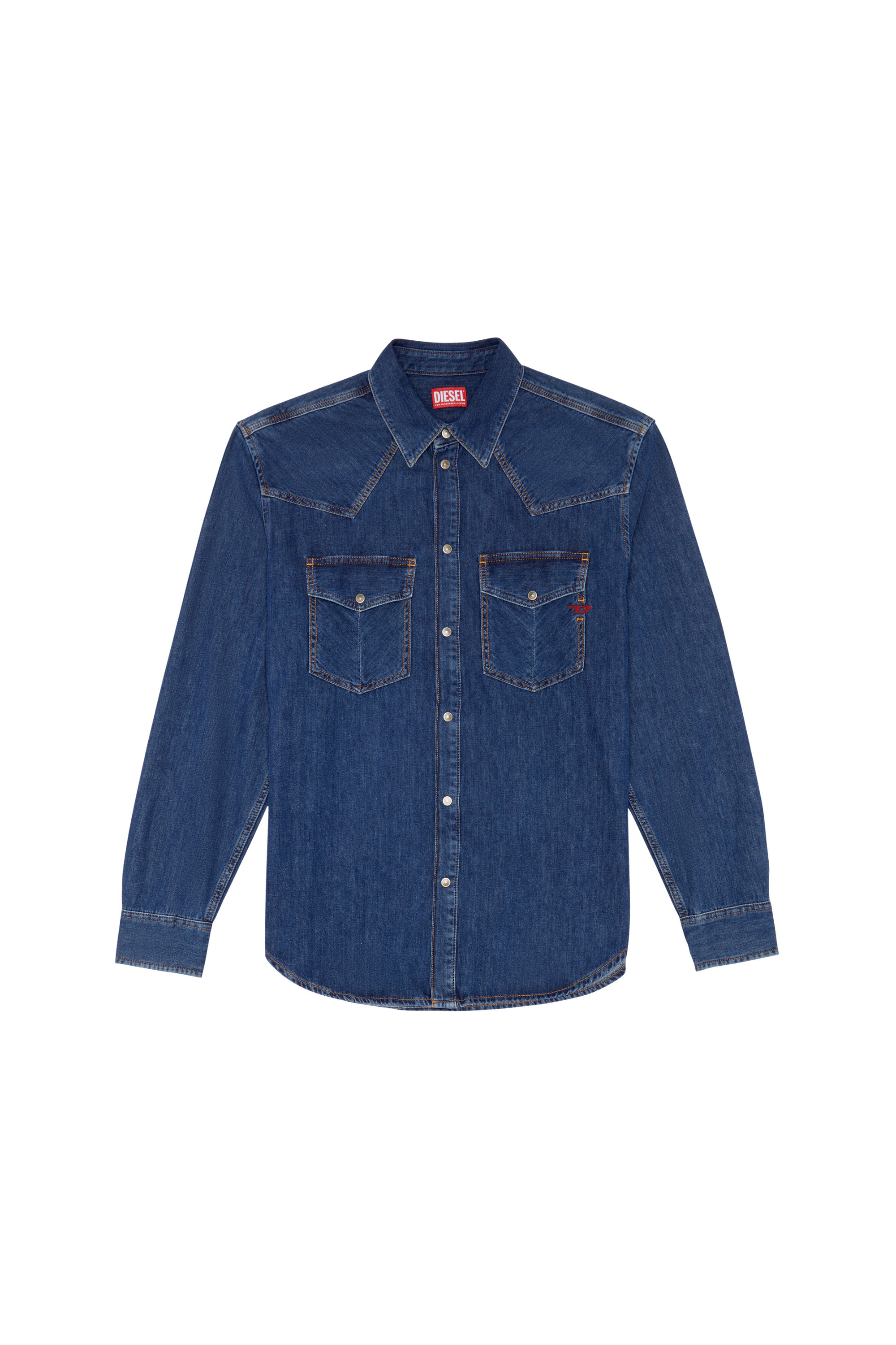 D-OCEAN WESTERN SHIRT, Dark Blue - Denim Shirts
