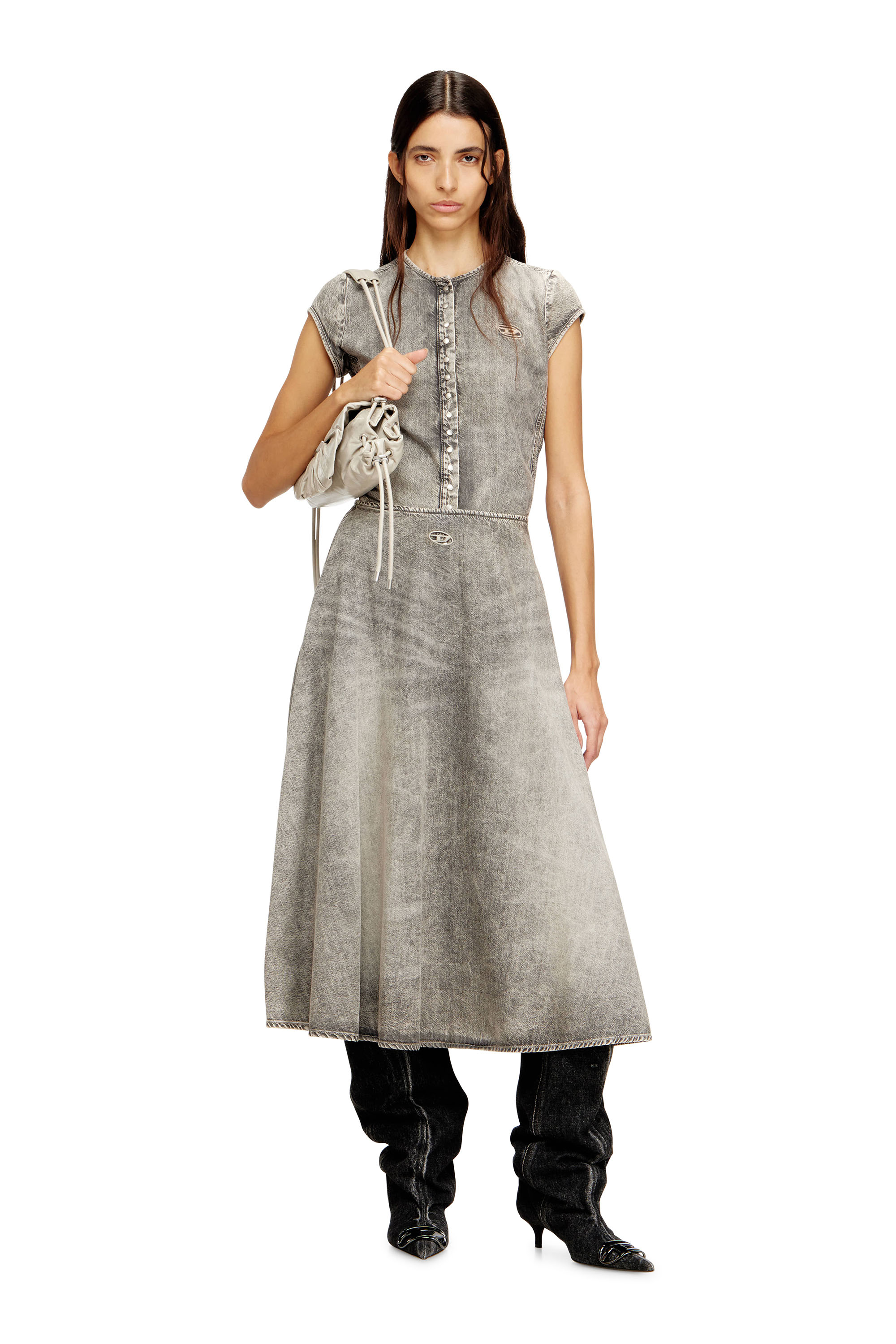 Diesel - SCRUNCH-D SHOULDER S, Woman's Scrunch-D S-Shoulder bag in scrunched leather in White - 2