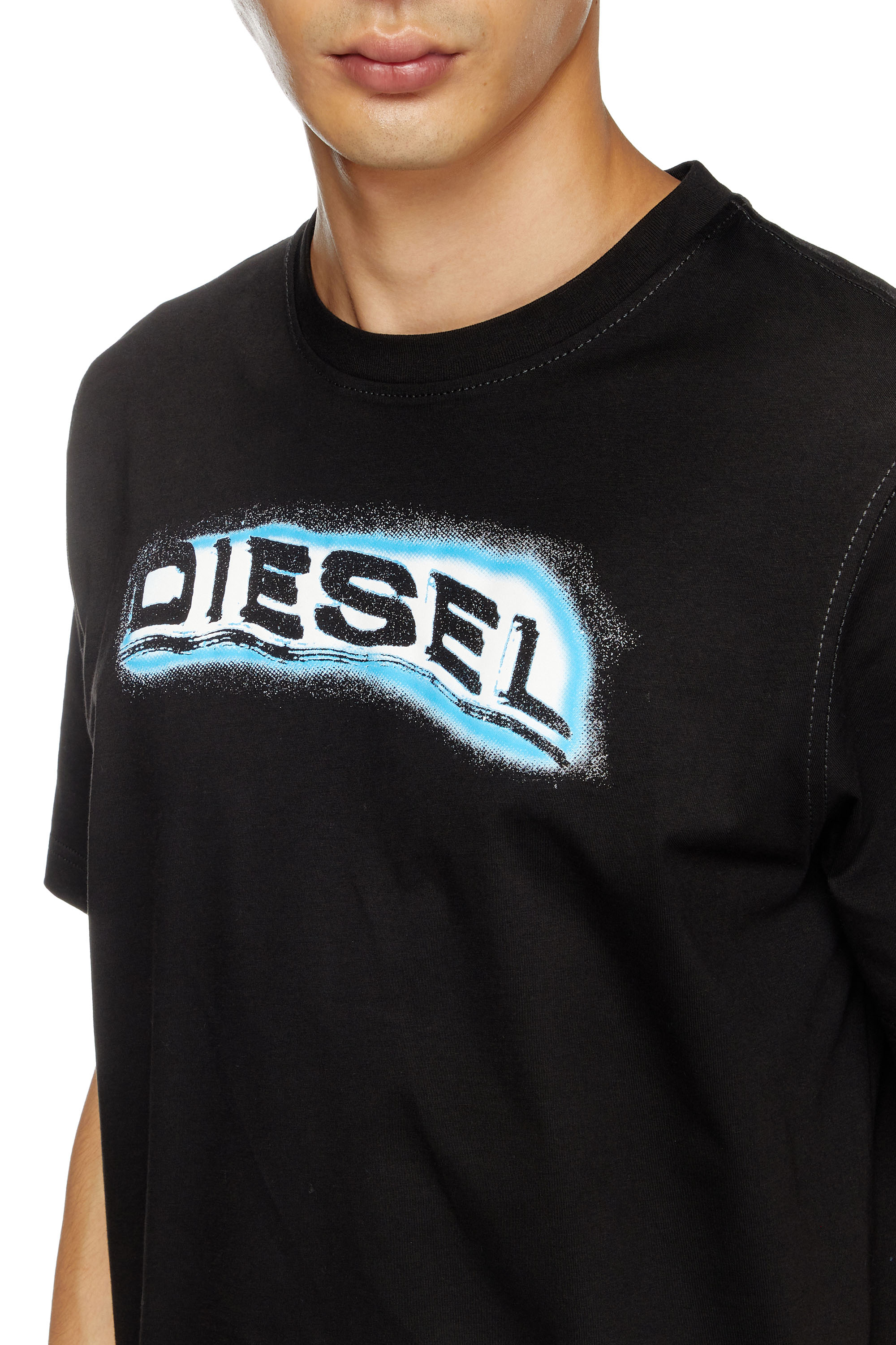 Diesel - T-ADJUST-R4, Man's T-shirt with puff-print logo in Black - 4