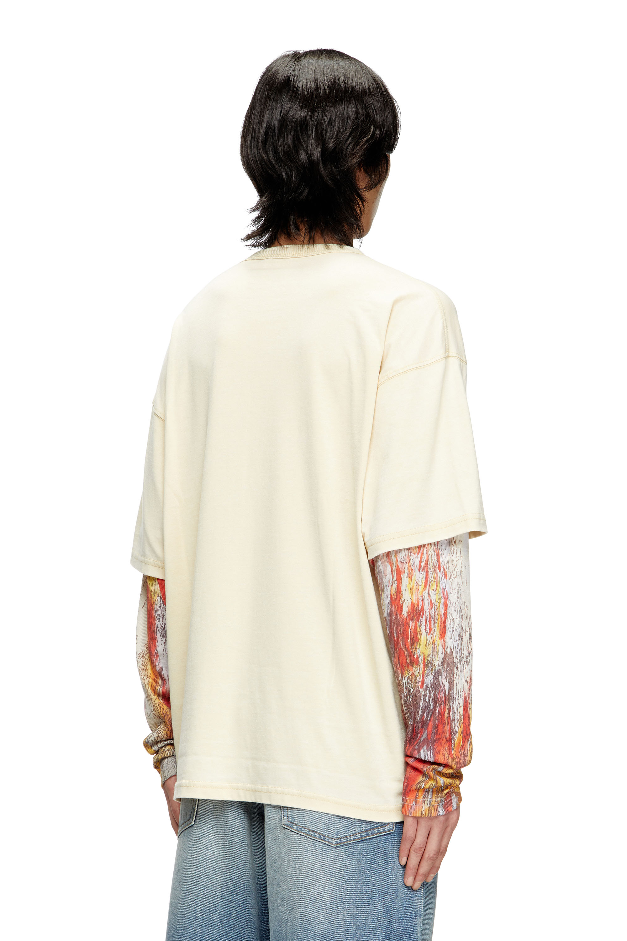 Diesel - T-BOXT-DB-LS-RIB-T1, Man's Long-sleeve T-shirt with layered effect in Beige - 4