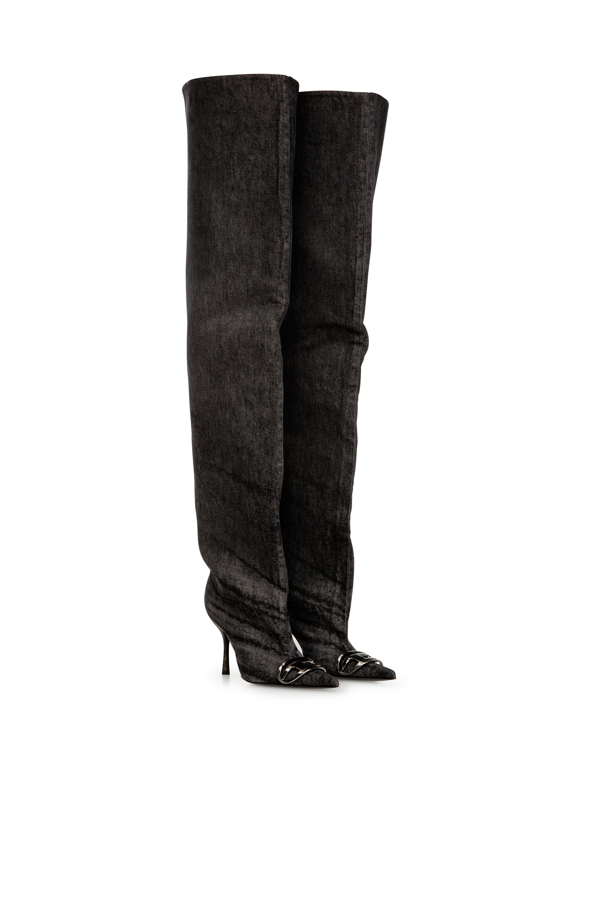 D-VENUS 90 OTK BOOT, Black Diesel - D-VENUS 90 OTK BOOT, Woman's D-Venus-Over-the-knee boots in coated denim in Black - 2