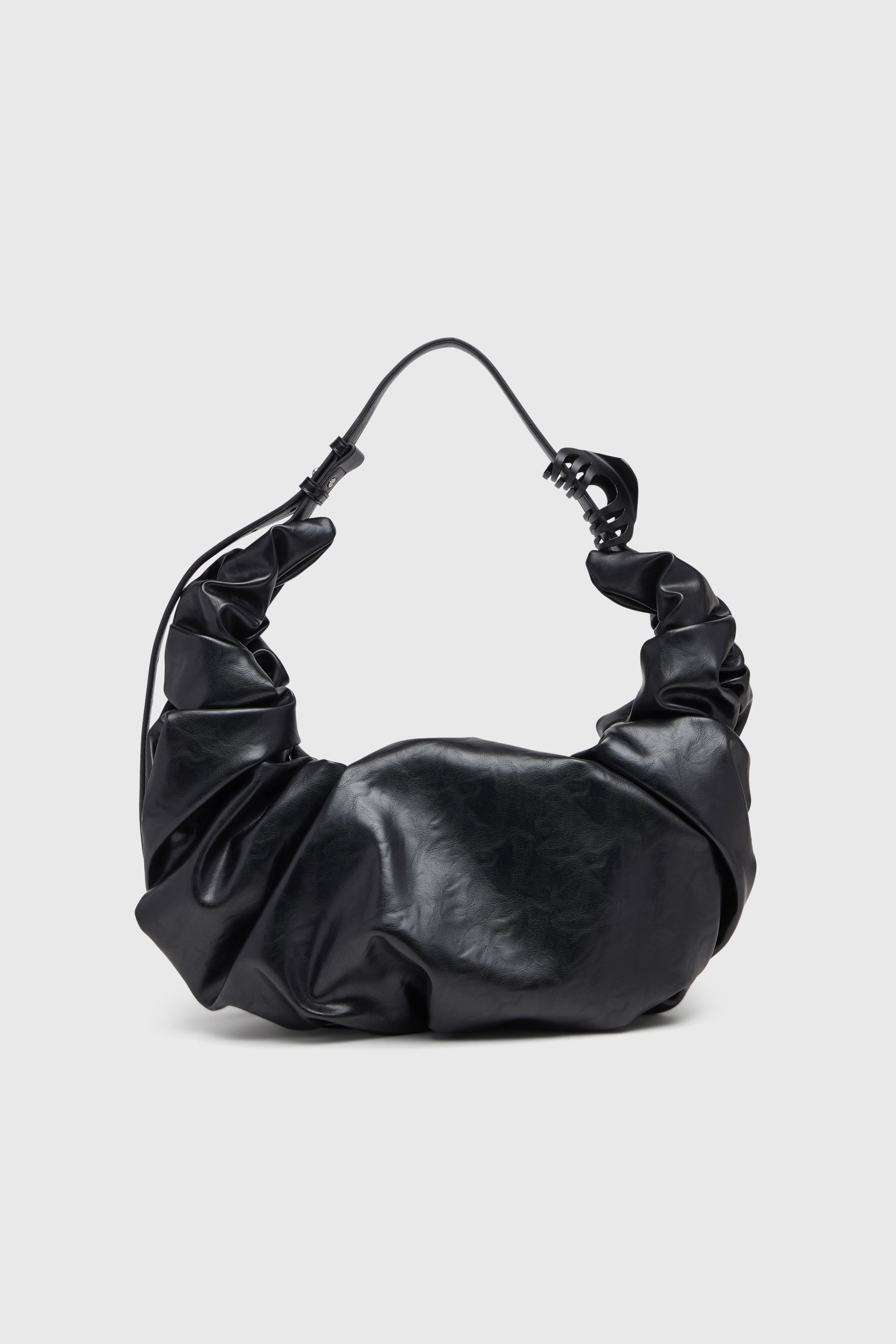 Diesel - GRAB-D HOBO L, Woman's Grab-D-Large scrunched hobo bag in Black - 2